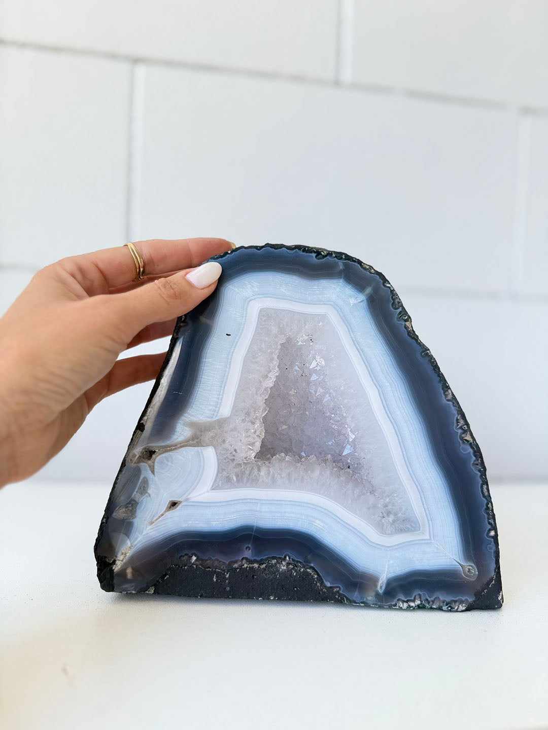 Agate Geode with Amethyst