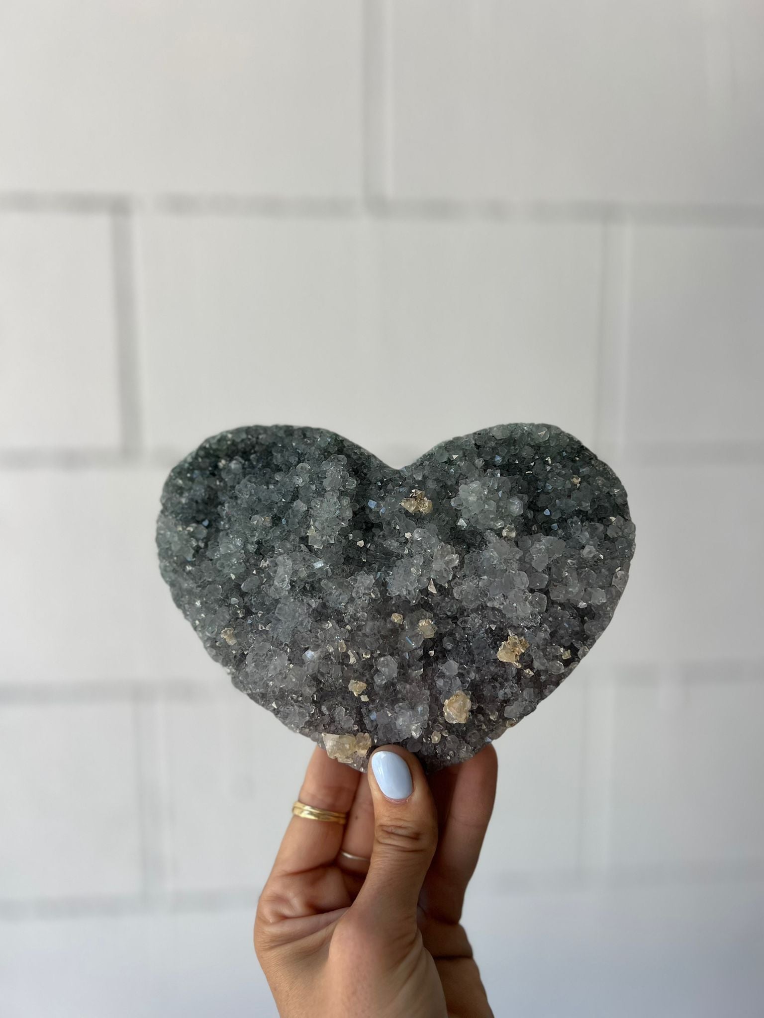Green Amethyst Heart Cluster