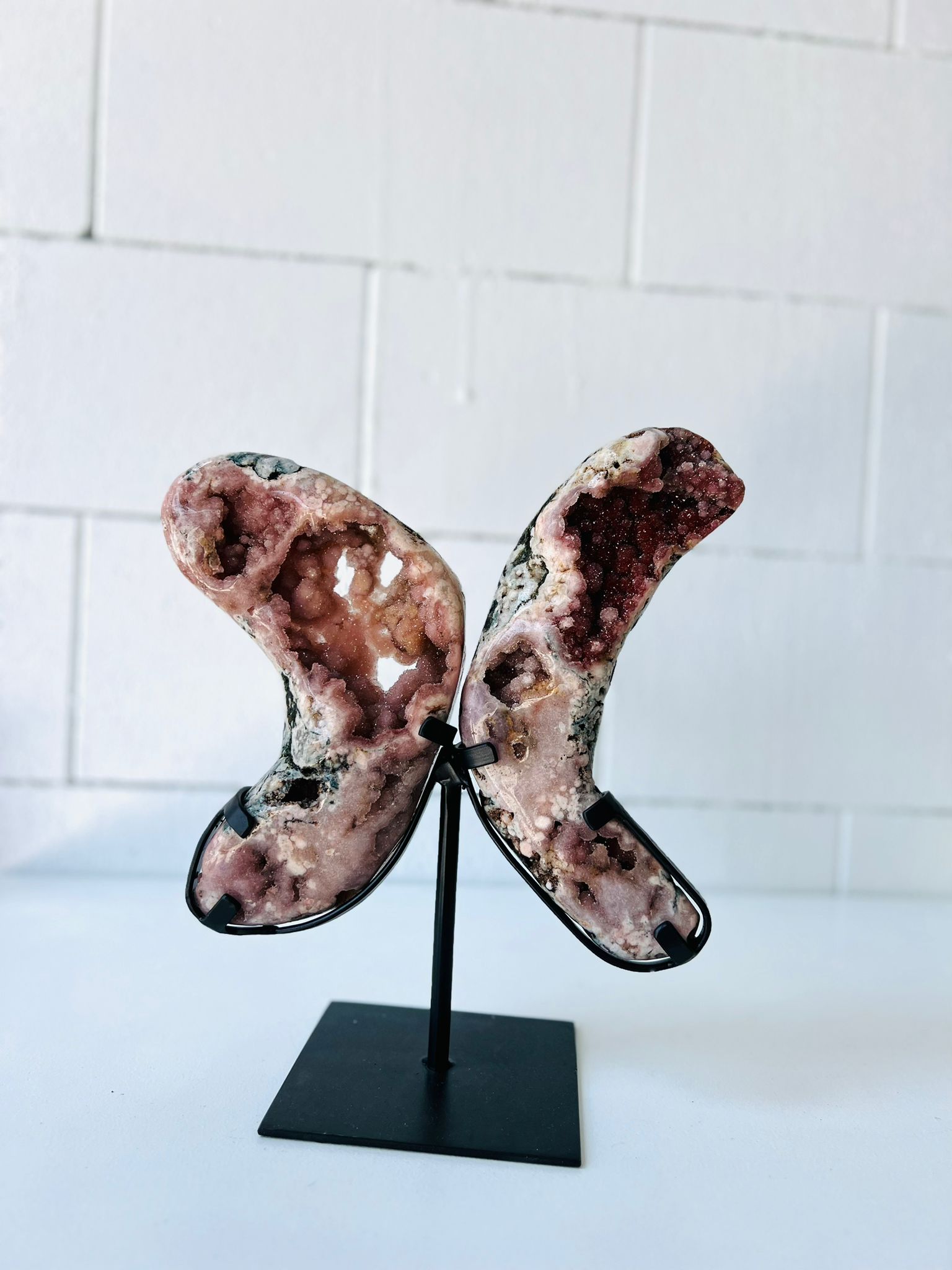 Pink Amethyst Wings on Stand