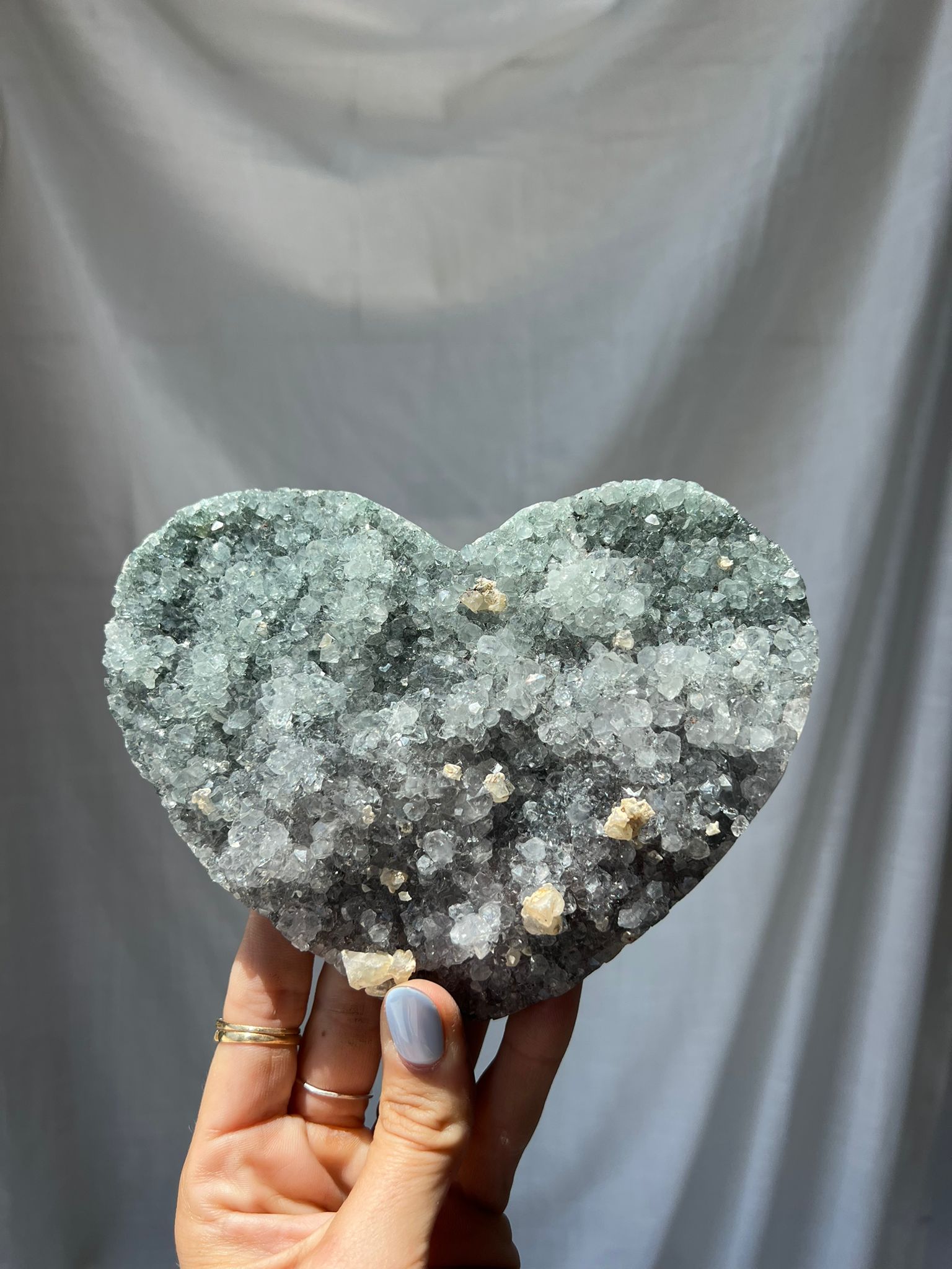 Green Amethyst Heart Cluster