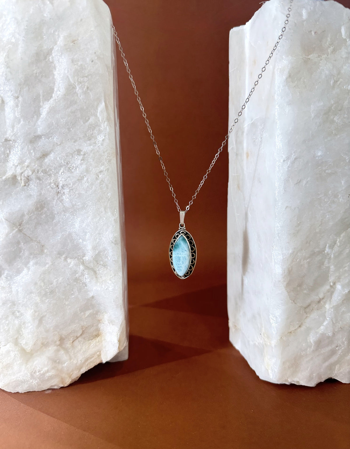 Larimar Necklace - Sterling Silver