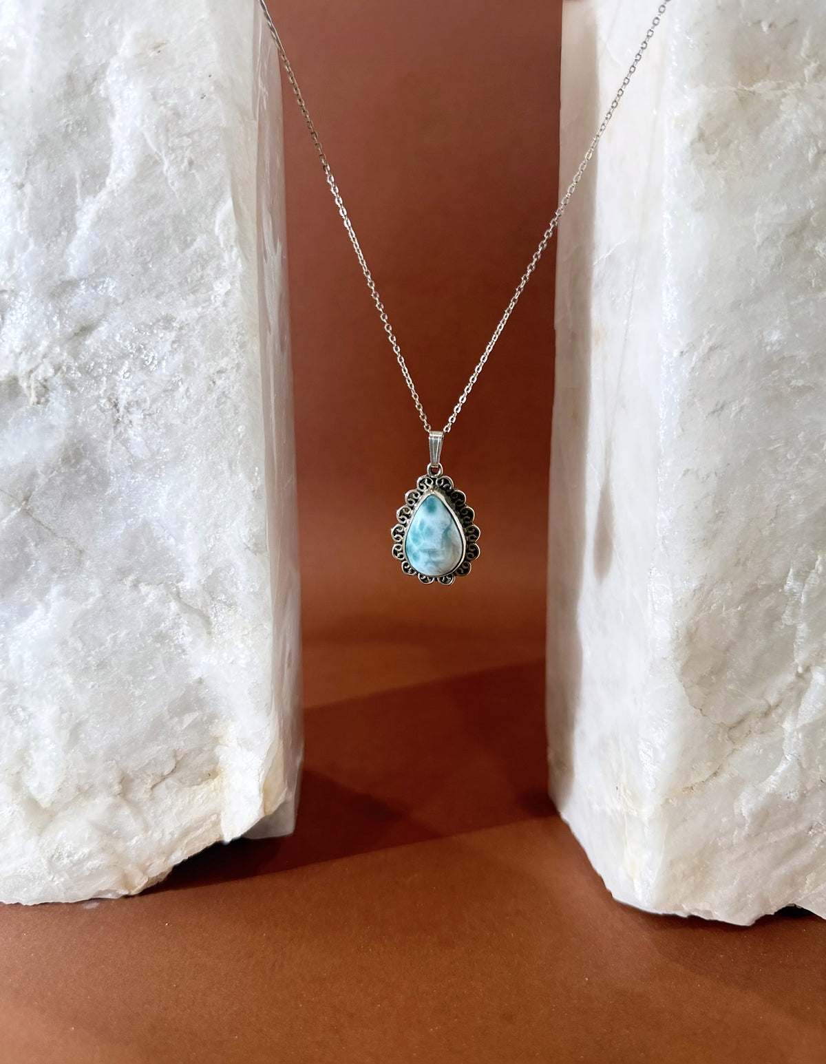Larimar Necklace - Sterling Silver