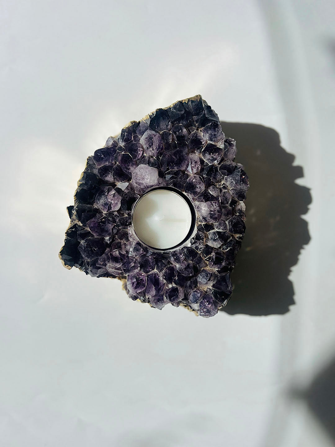 Gold Plated Amethyst Candle Holder