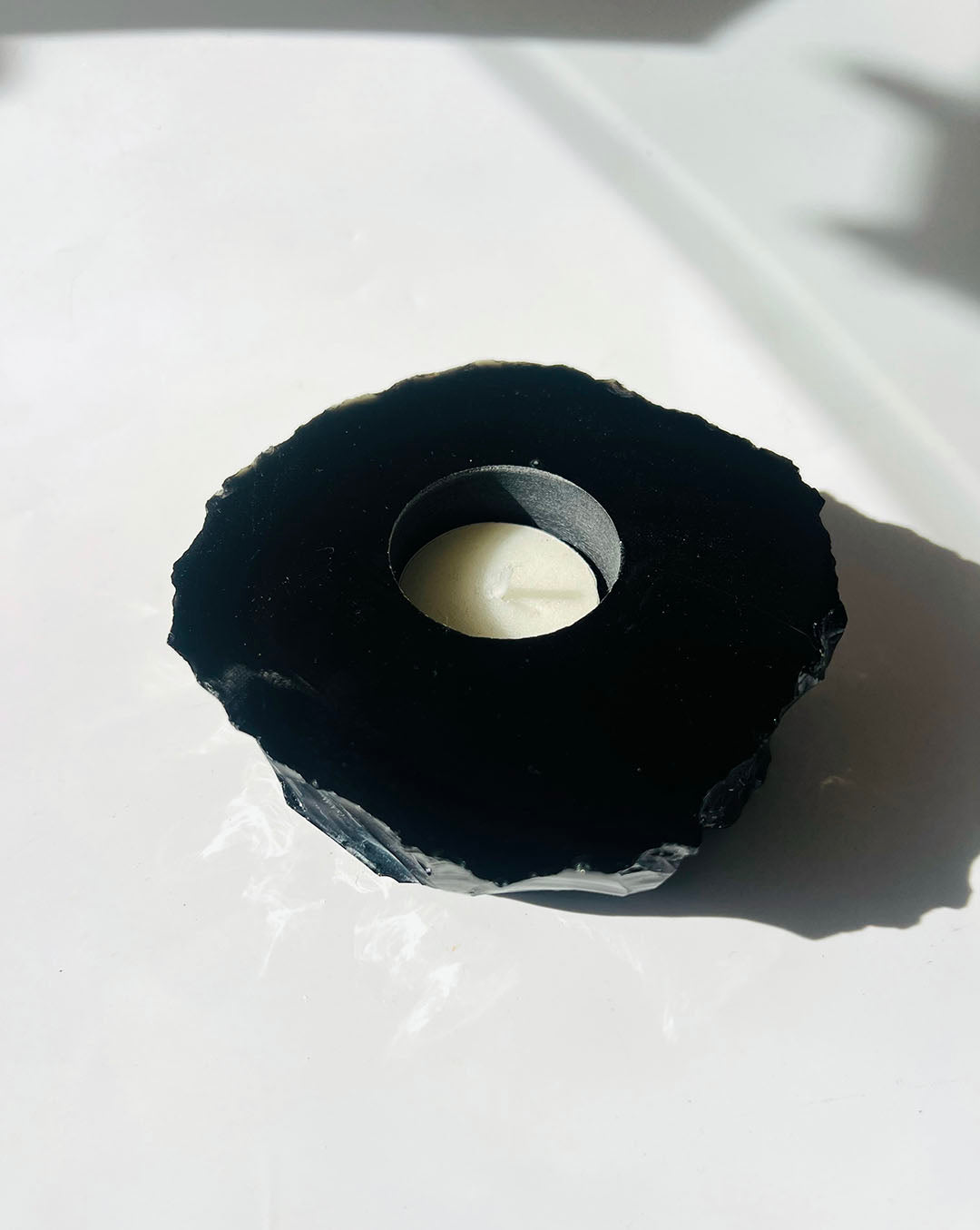 Black Obsidian Candle Holder