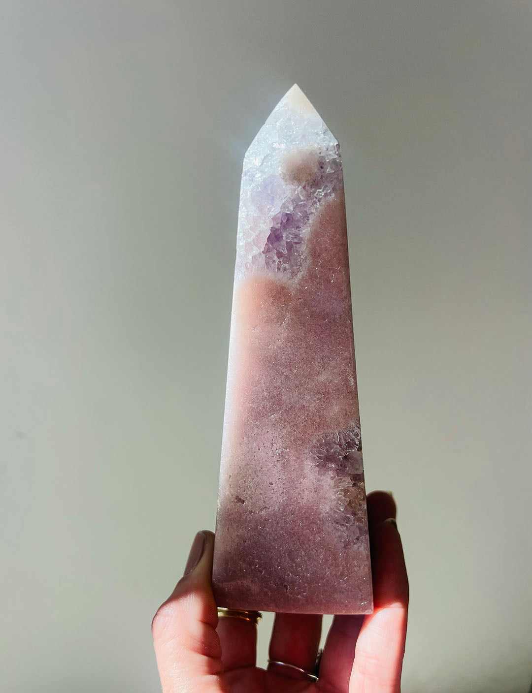 Pink with Purple Amethyst Point