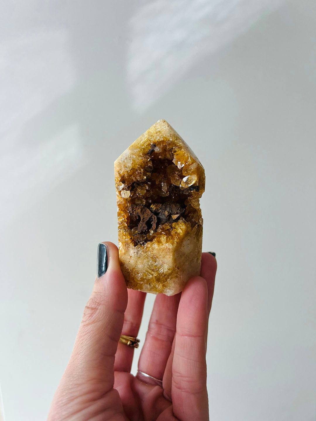 Pink Amethyst with Hematite Point