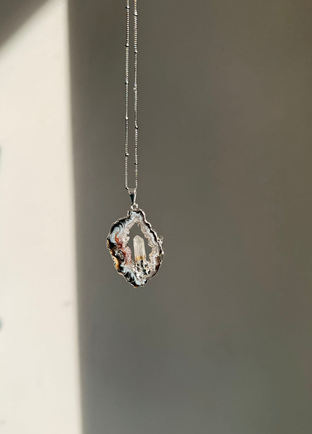 Inner Crystal Necklace – Agate & Clear Quartz