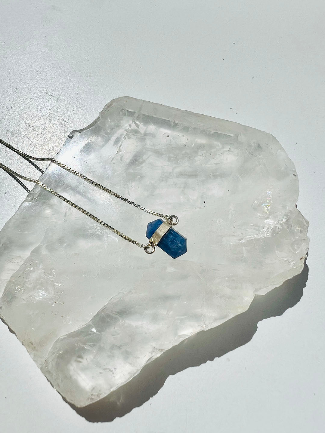 Blue Quartz Point Necklace