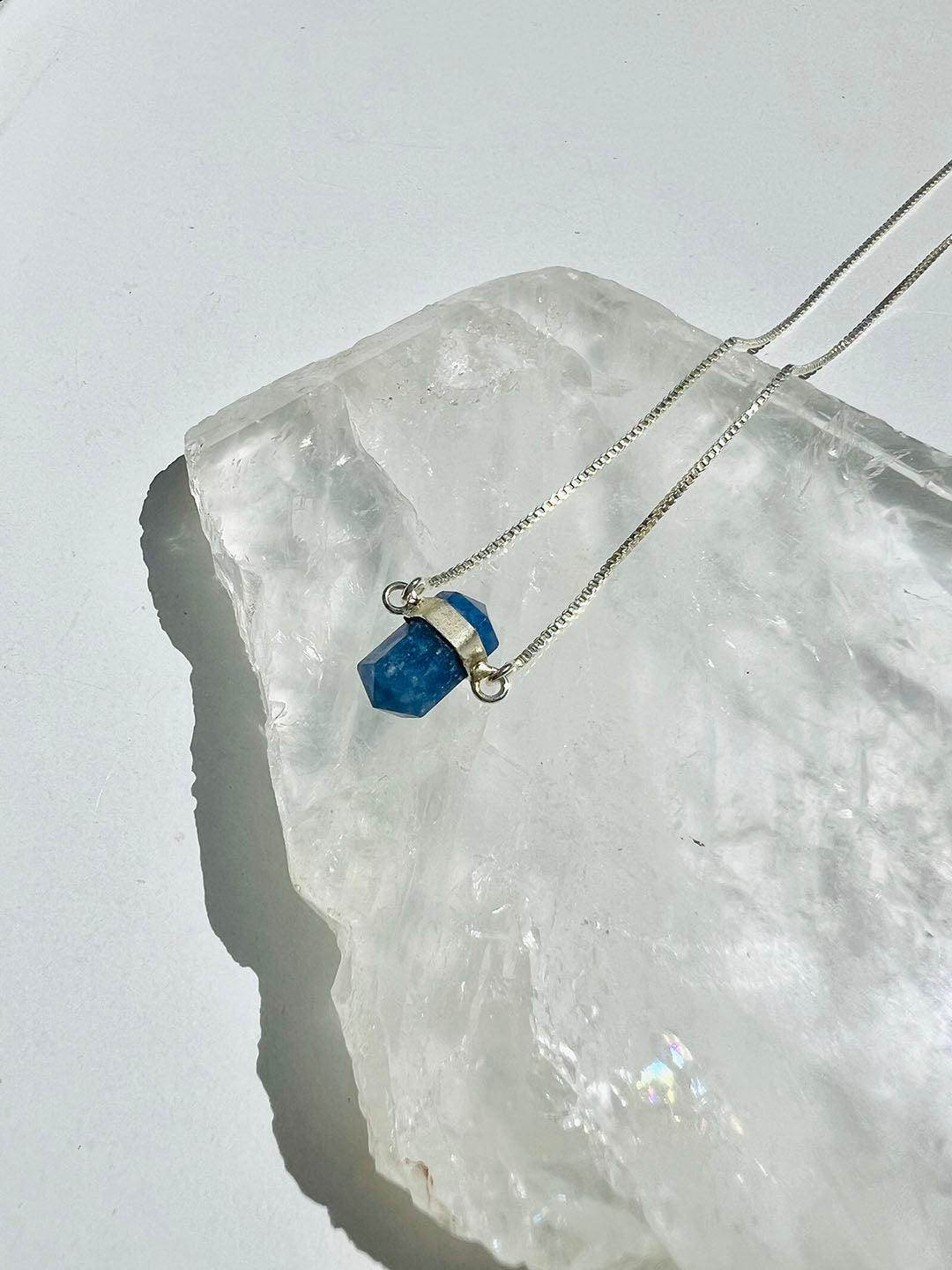 Blue Quartz Point Necklace