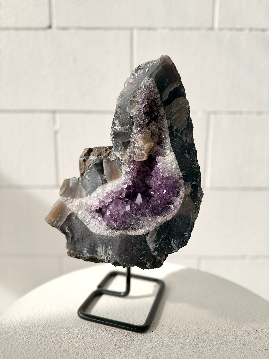 Large Amethyst on Stand with Calcite