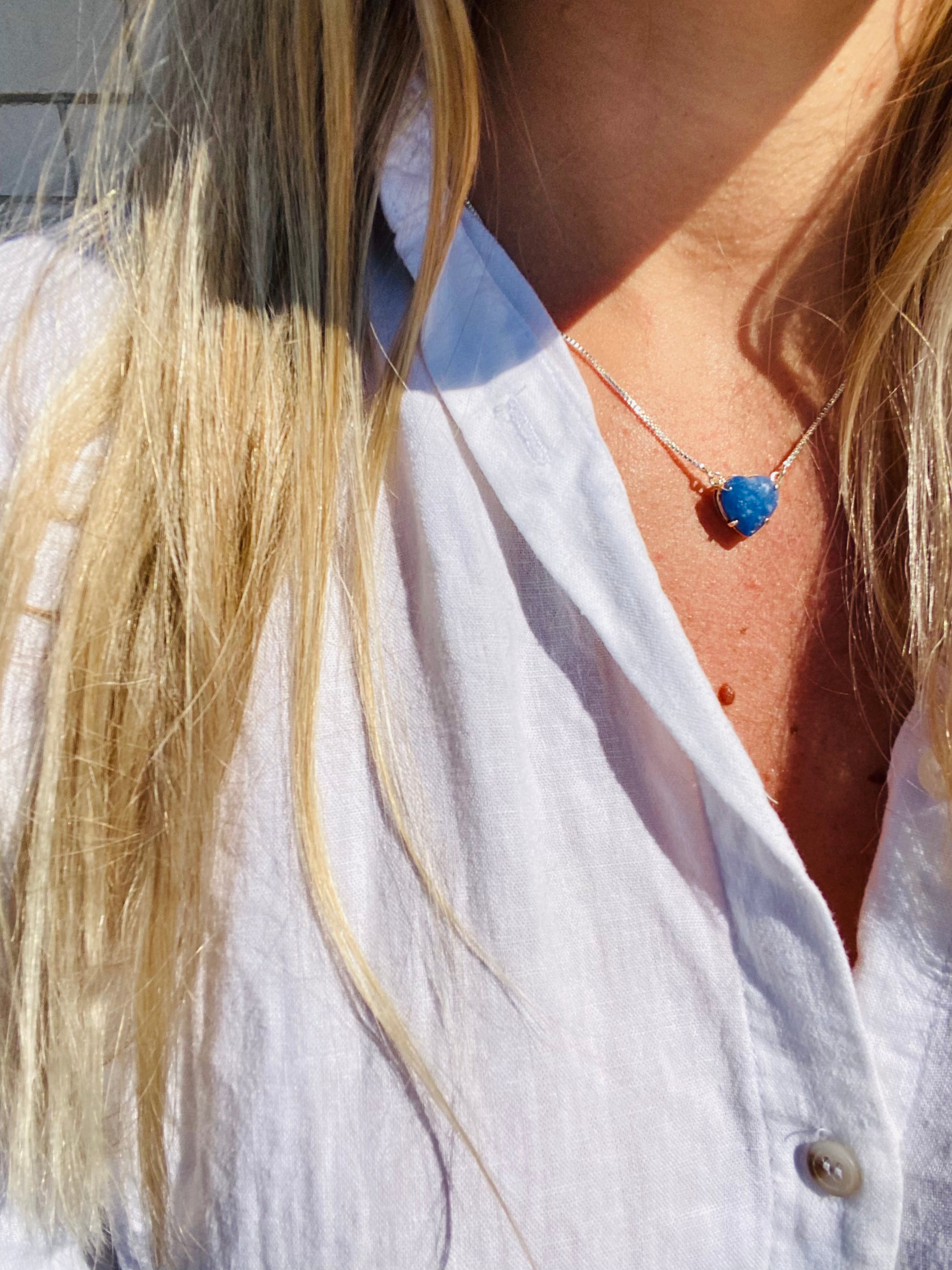 Blue Quartz Heart Necklace