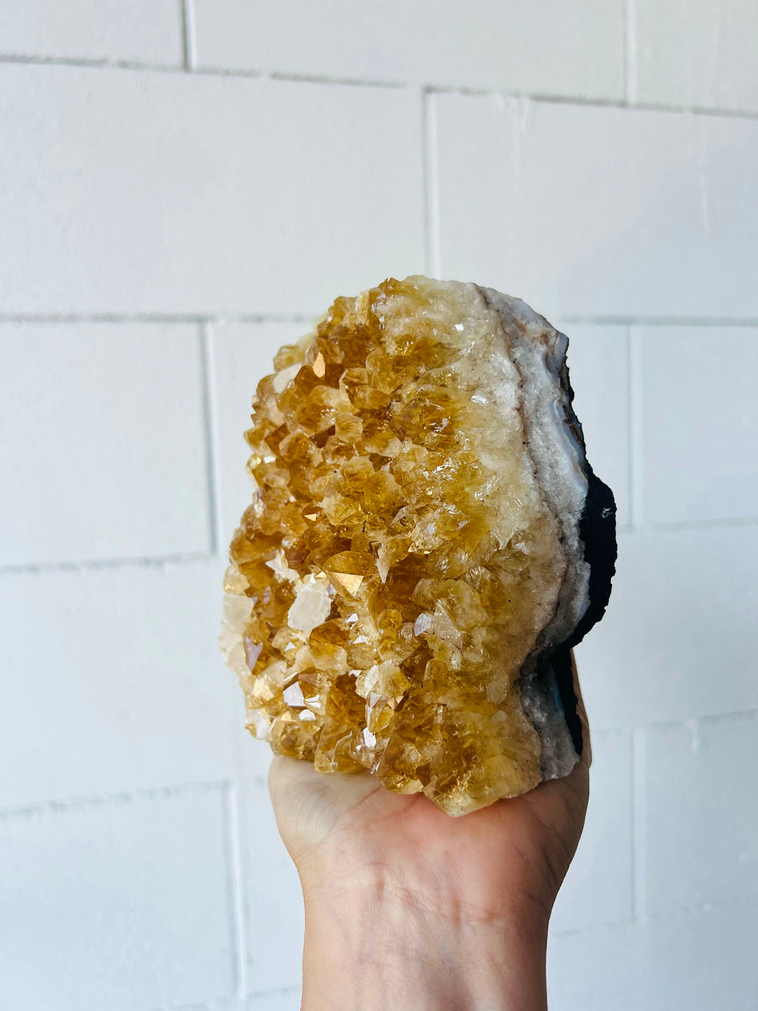 Citrine Cluster with Calcite