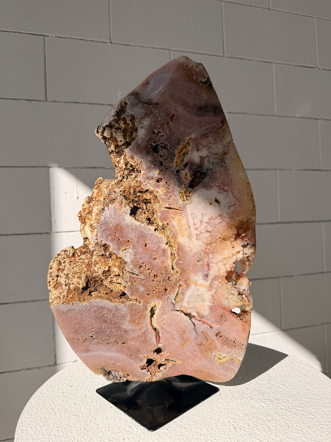 Large Pink Amethyst on Stand