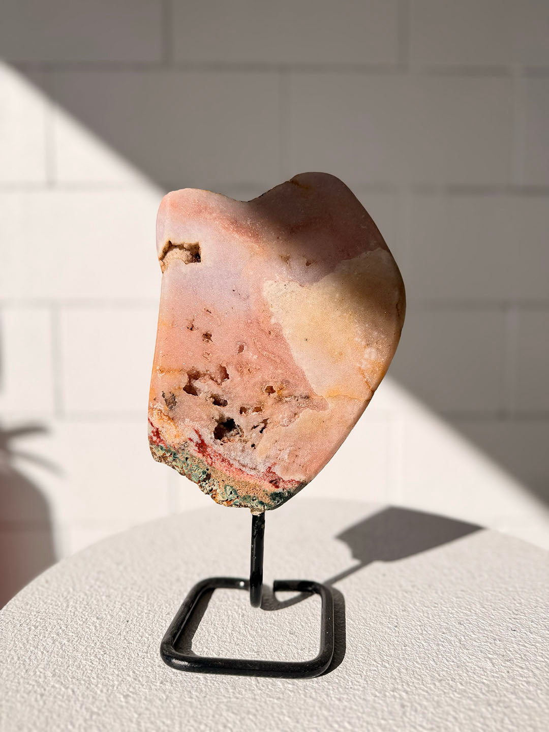 Pink Amethyst with Japer on Stand