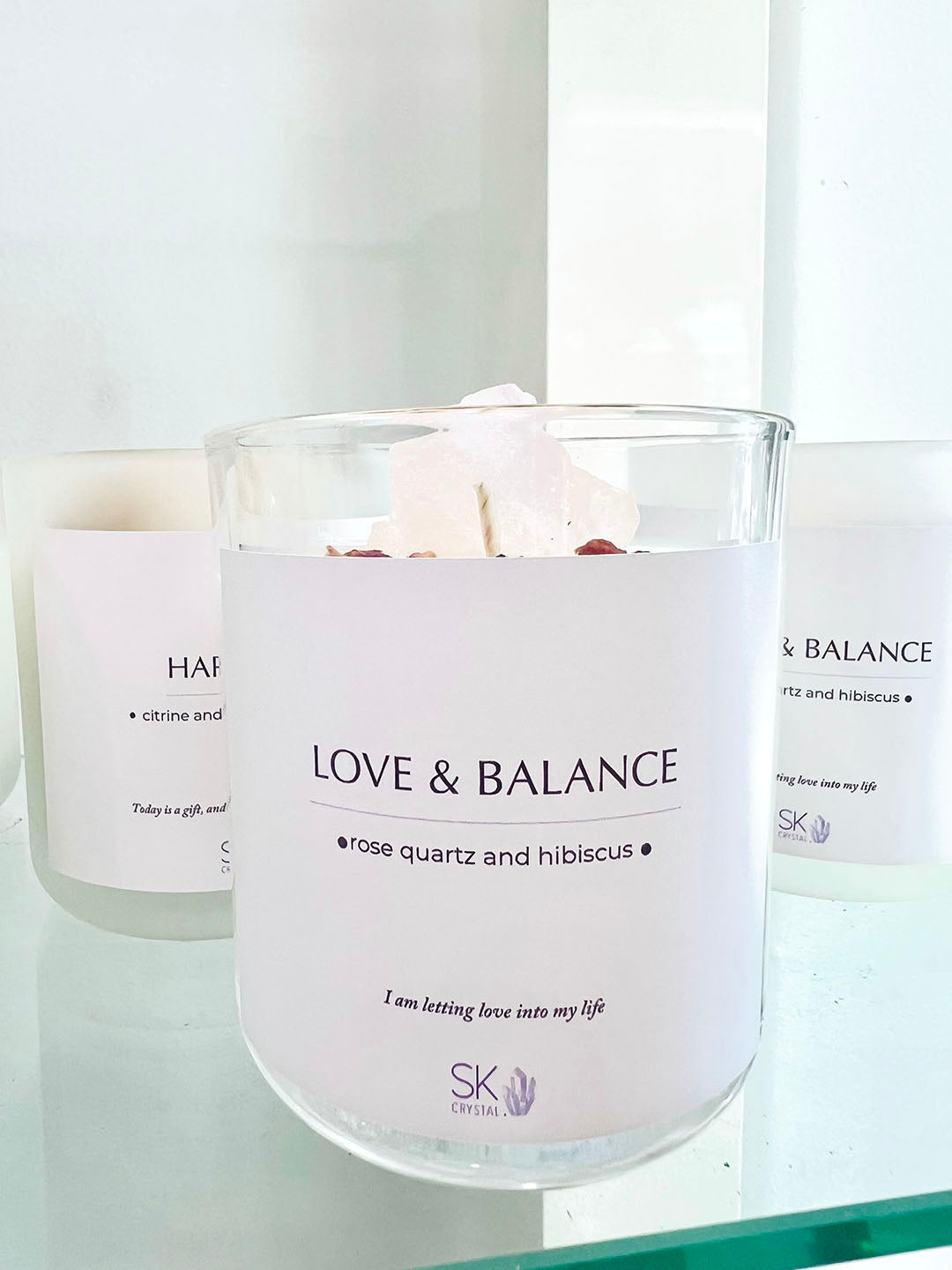 Large SK Crystal Candle - Love & Balance
