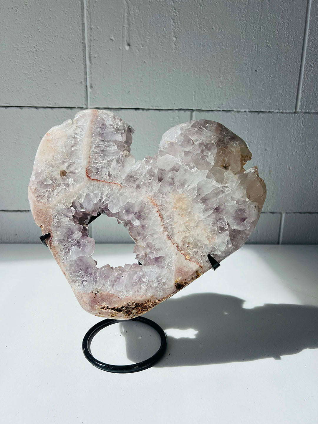 Large Pink with Purple Amethyst Heart