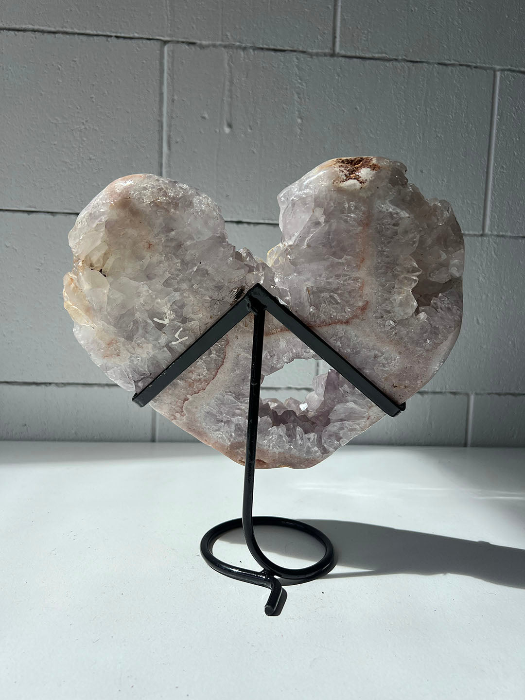 Large Pink with Purple Amethyst Heart