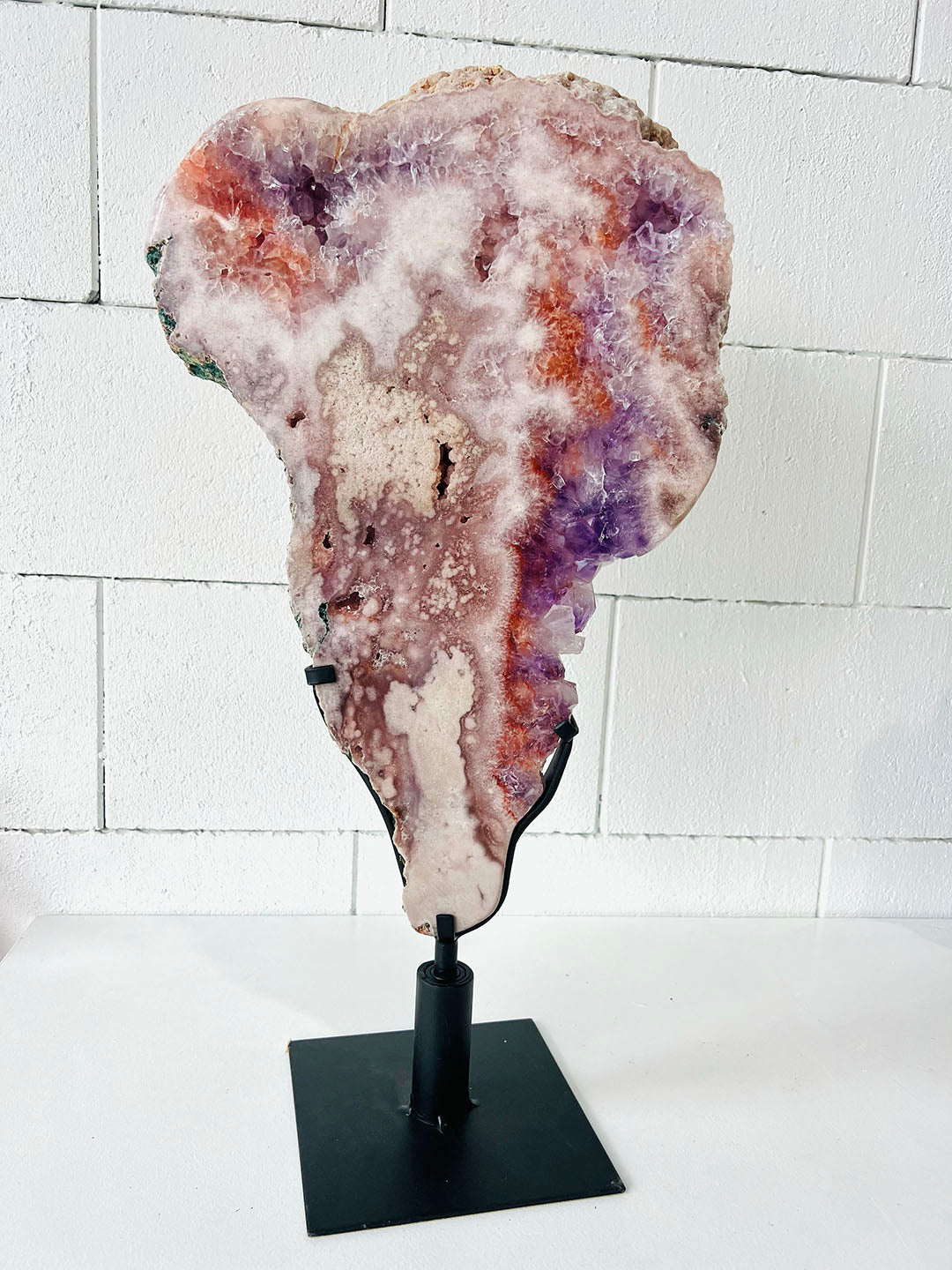 Pink with Purple Amethyst on Stand