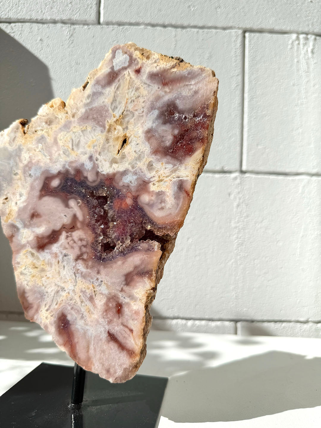 Pink with Purple Amethyst on Stand