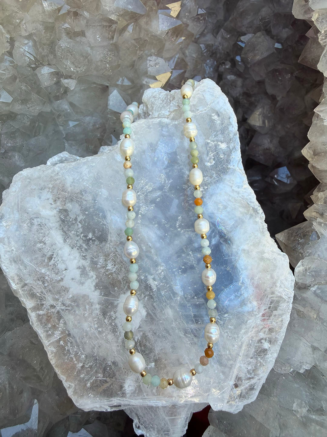 Isla Pearl Waterproof Necklace – Amazonite