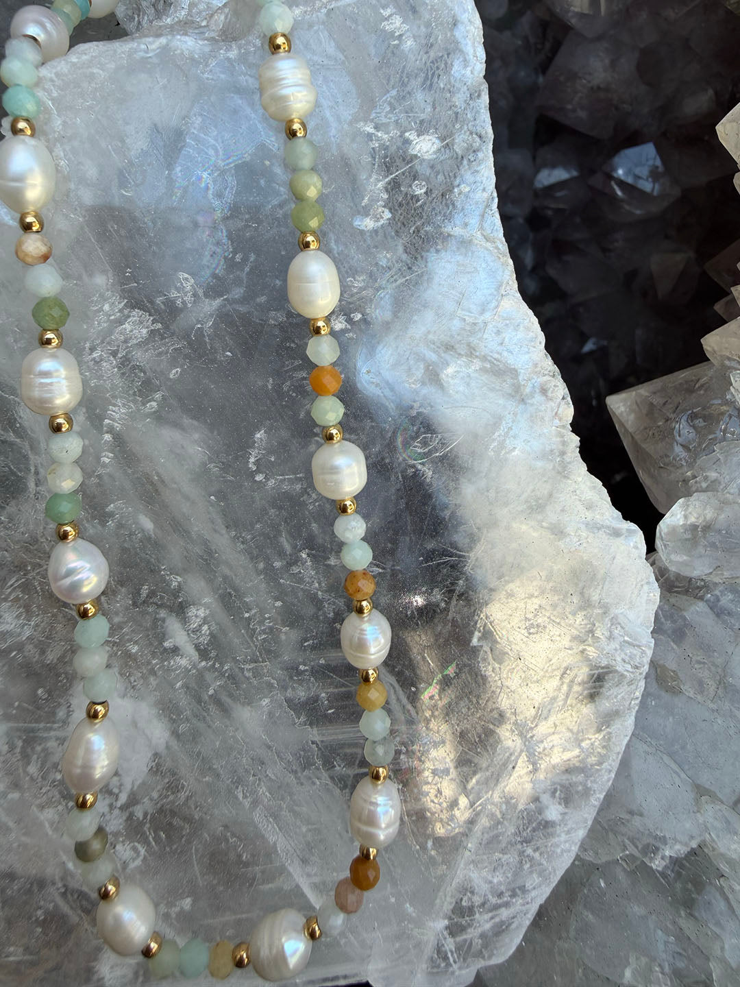 Isla Pearl Waterproof Necklace – Amazonite