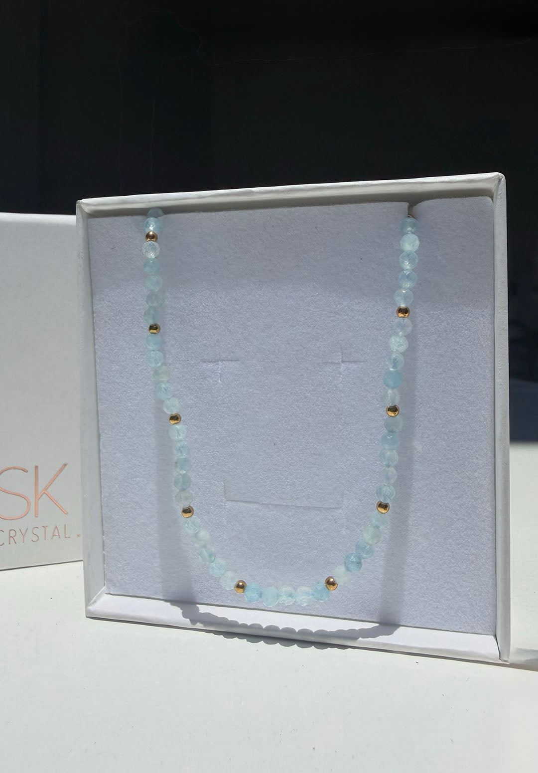 Aquamarine Waterproof Necklace — For clarity & calm.