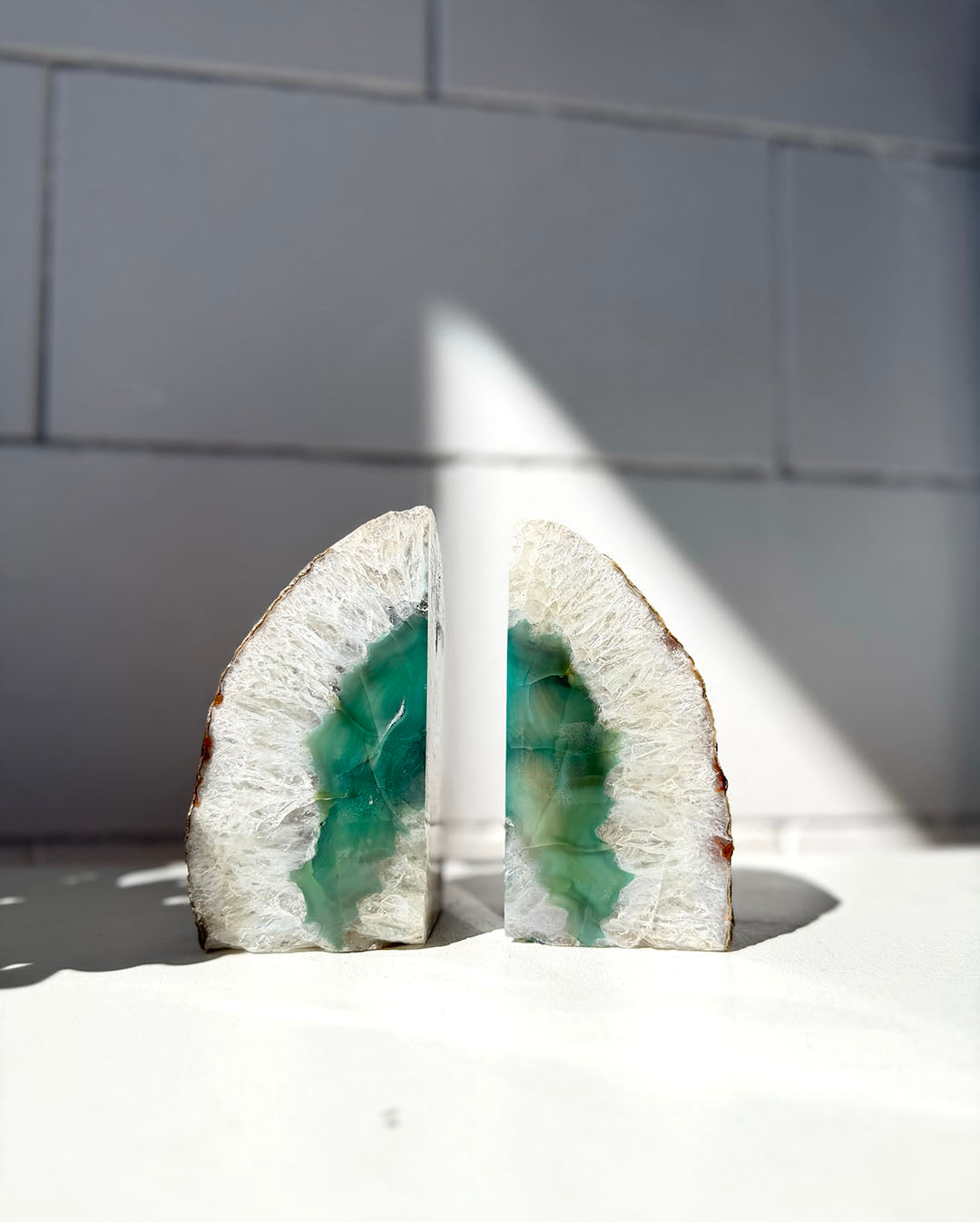 Green Agate Bookends