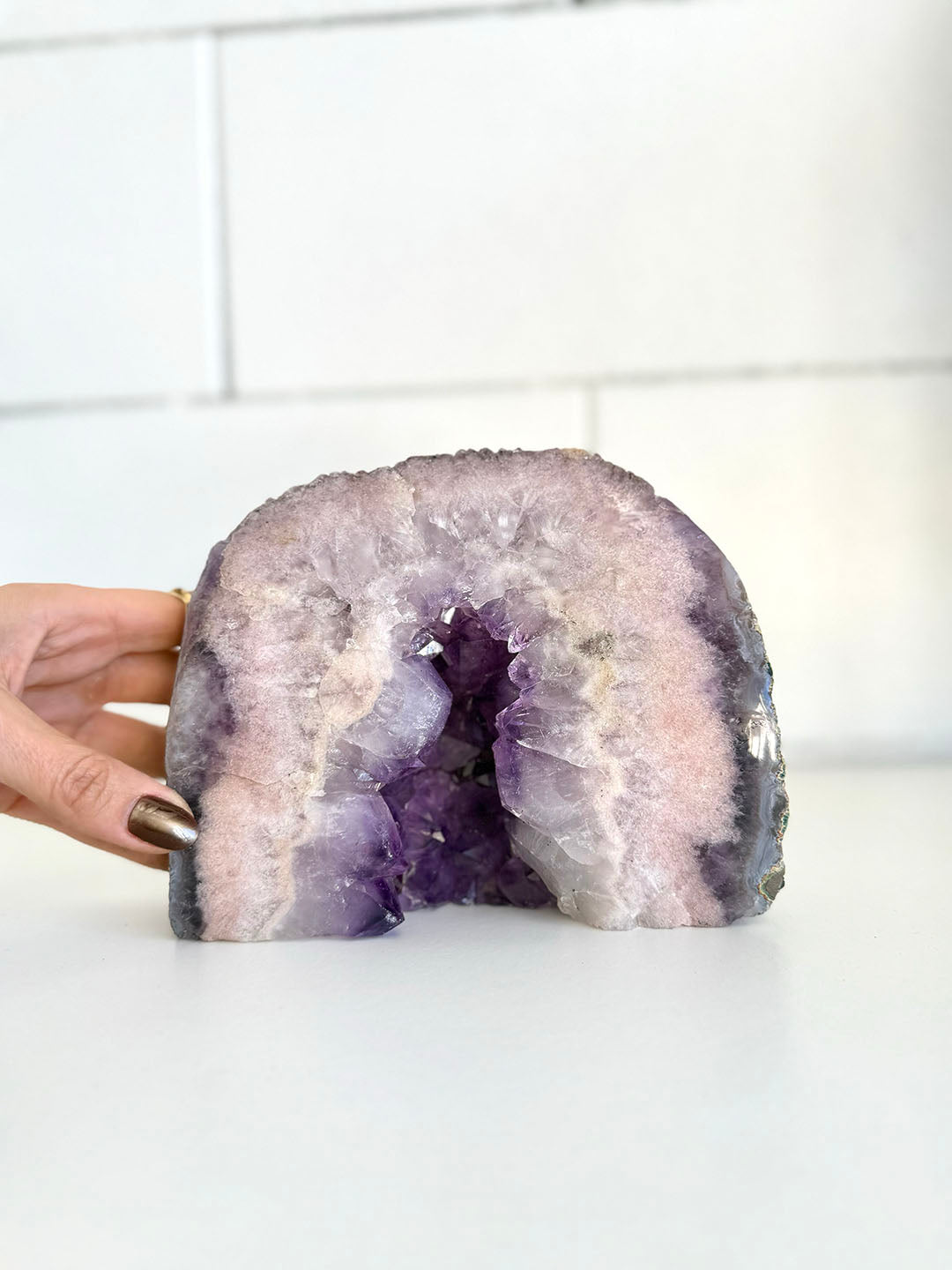 Pink with Purple Amethyst Geode