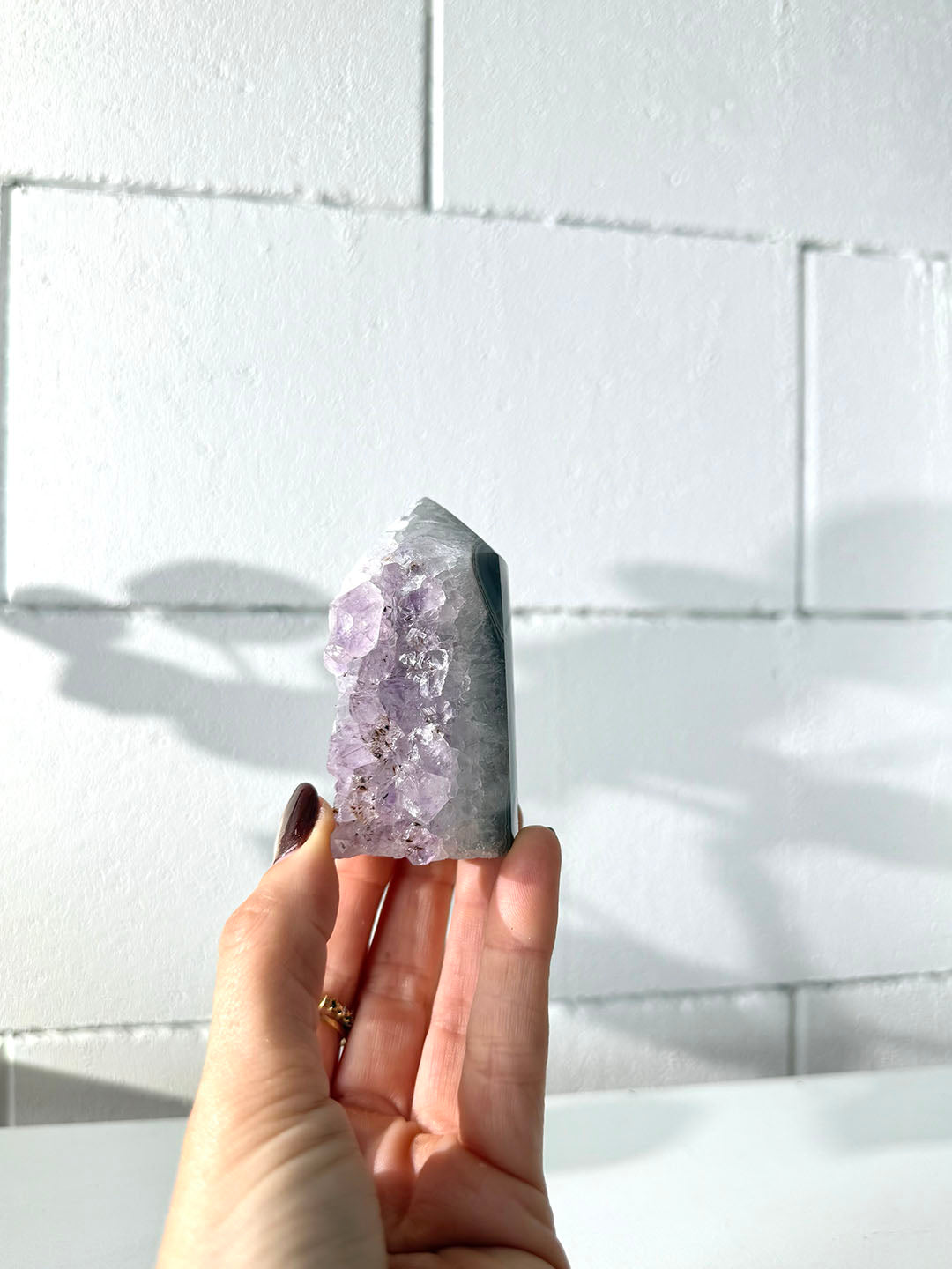 Agate with Amethyst Point