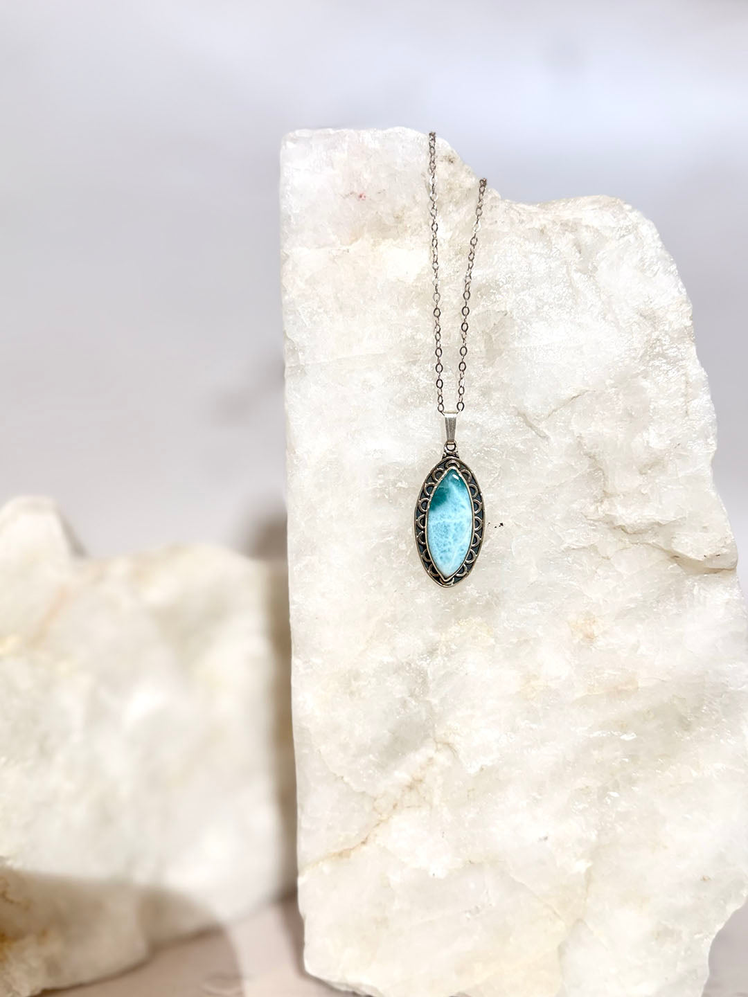 Larimar Necklace - Sterling Silver