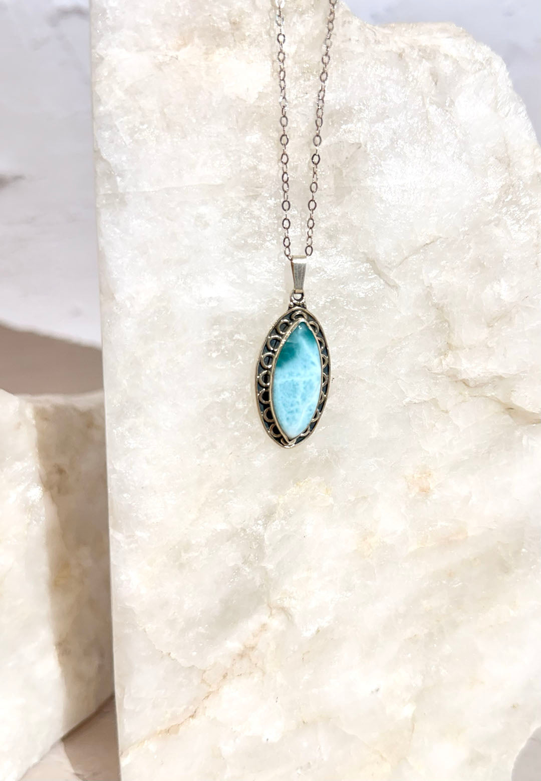 Larimar Necklace - Sterling Silver
