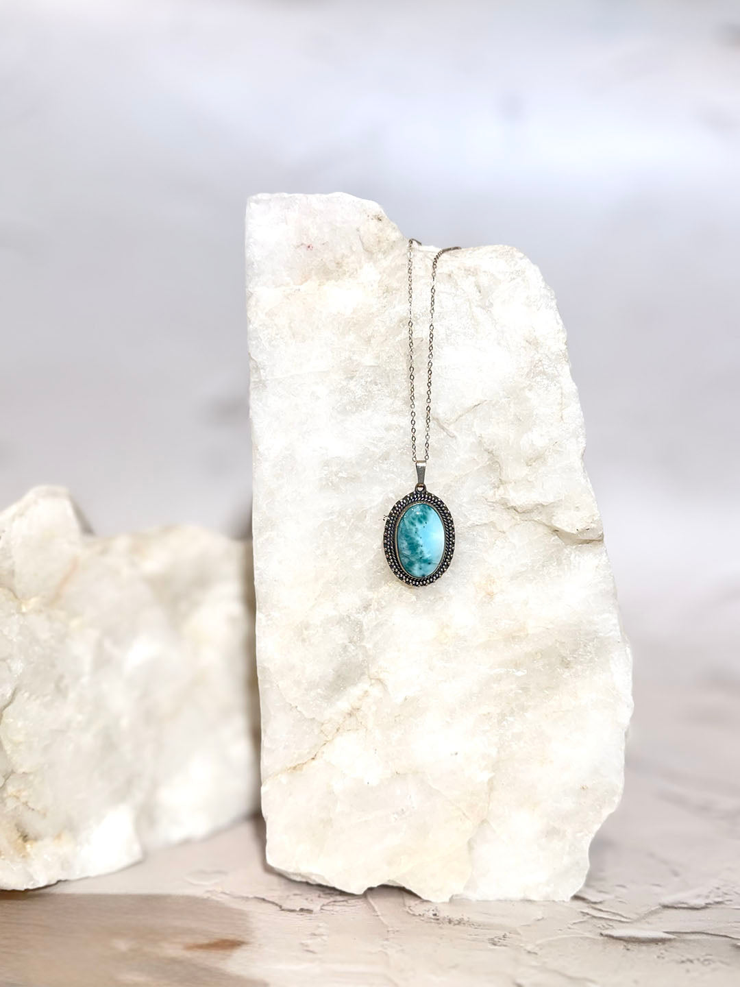 Larimar Necklace - Sterling Silver
