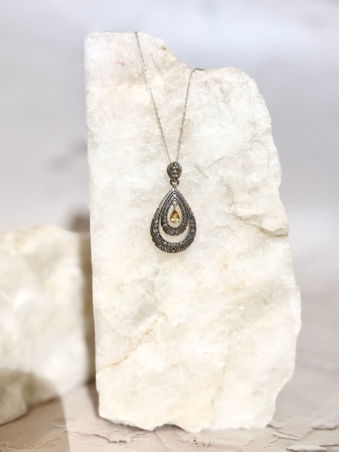 Citrine Necklace - Sterling Silver