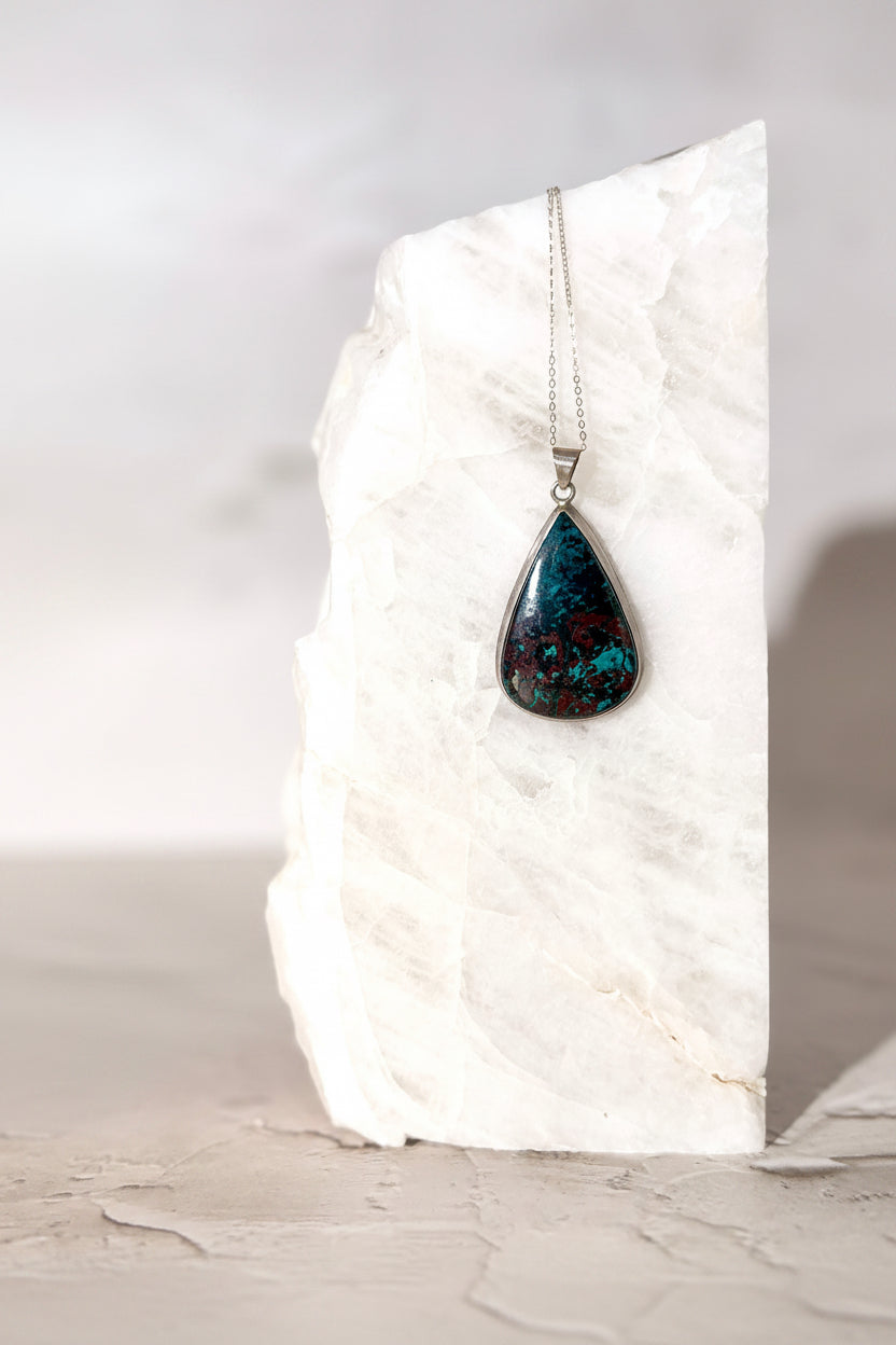 Chrysocolla Necklace - Sterling Silver