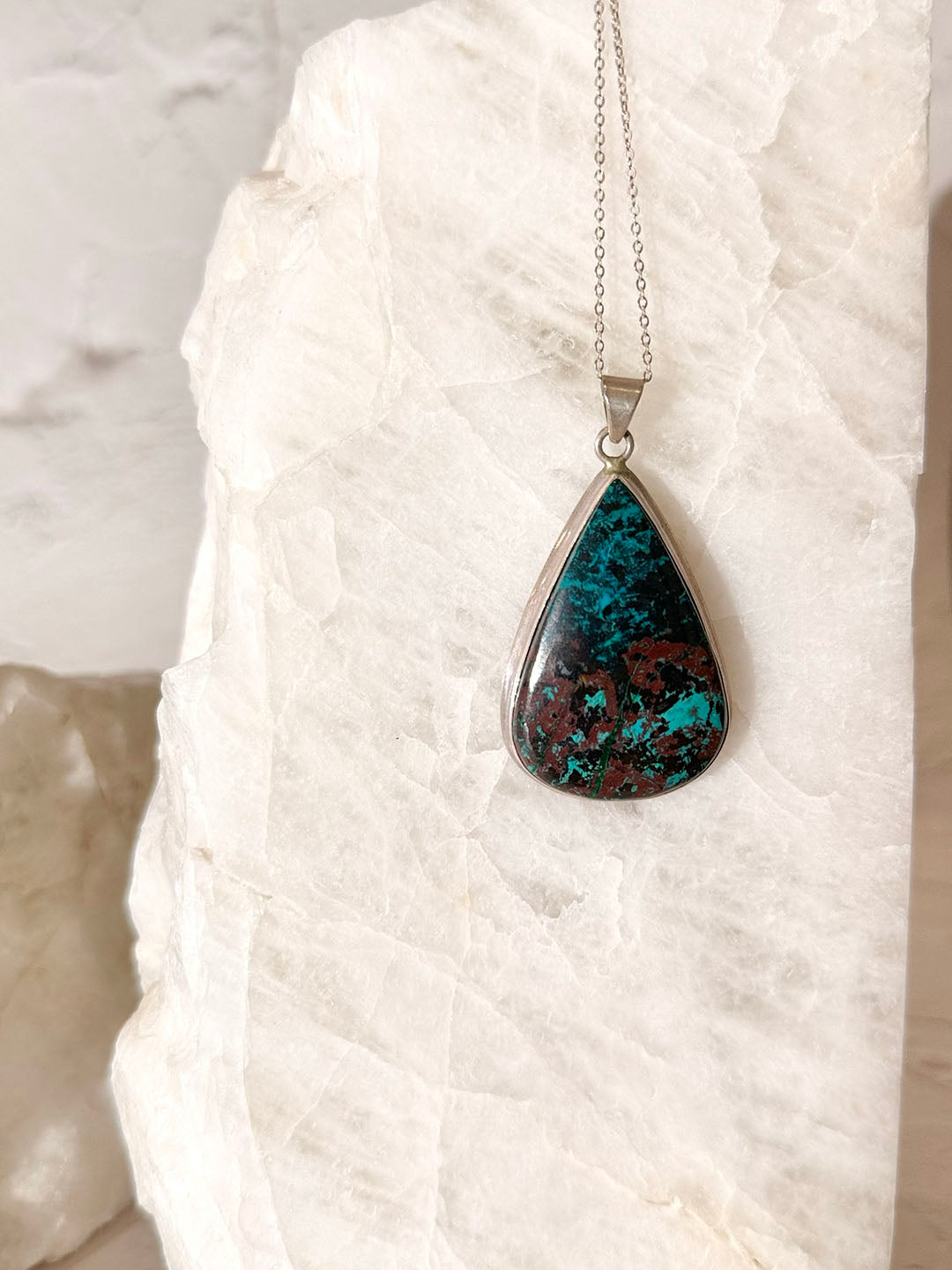 Chrysocolla Necklace - Sterling Silver
