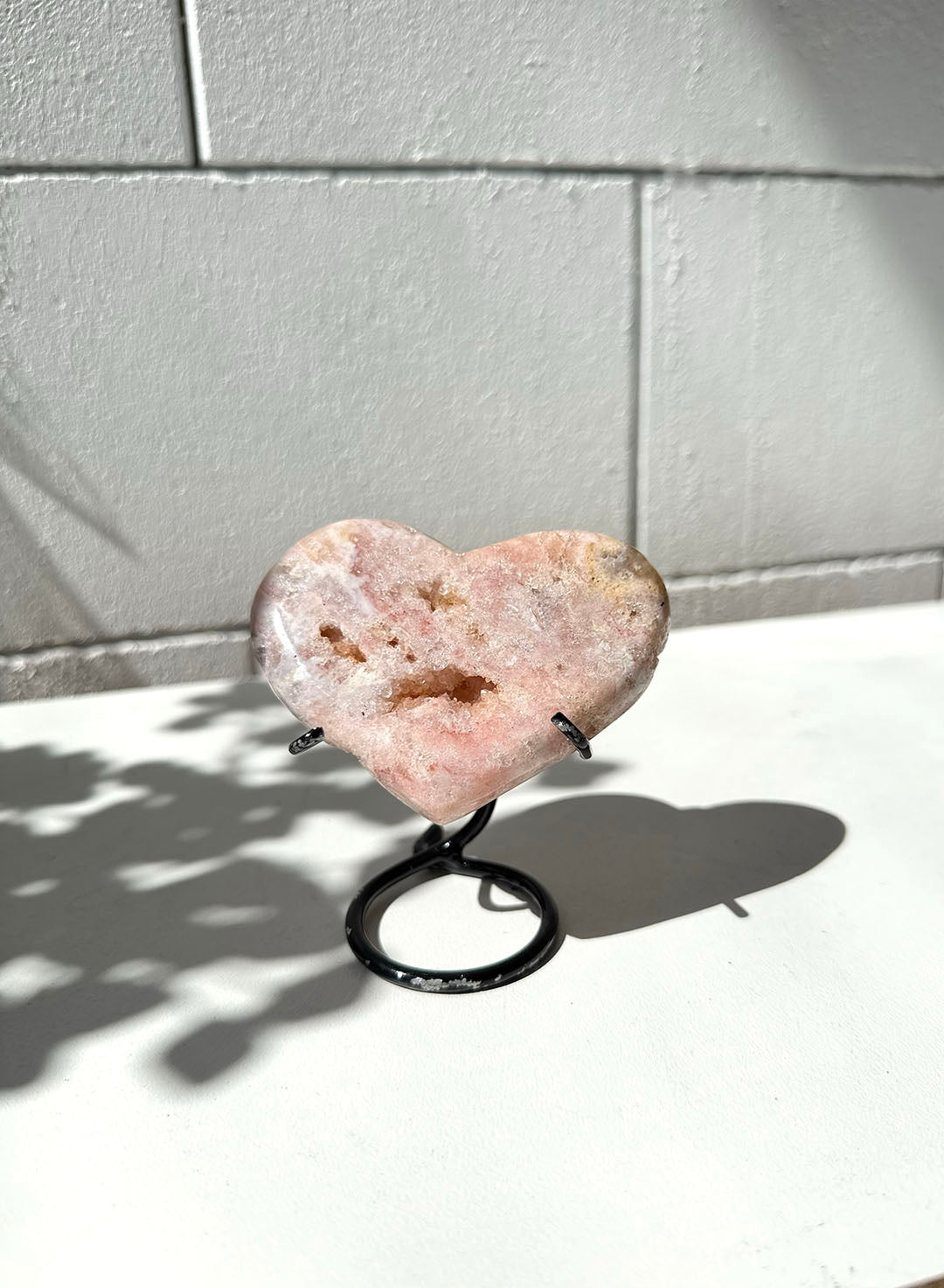 Pink Amethyst Heart on Stand