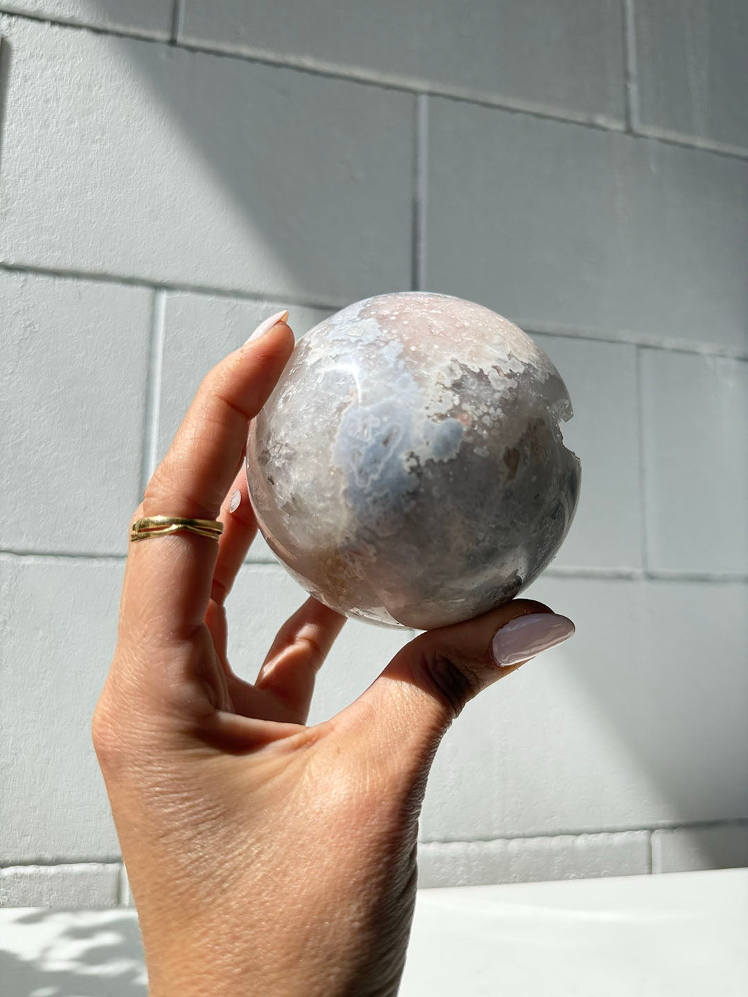 Pink Amethyst with Agate Sphere