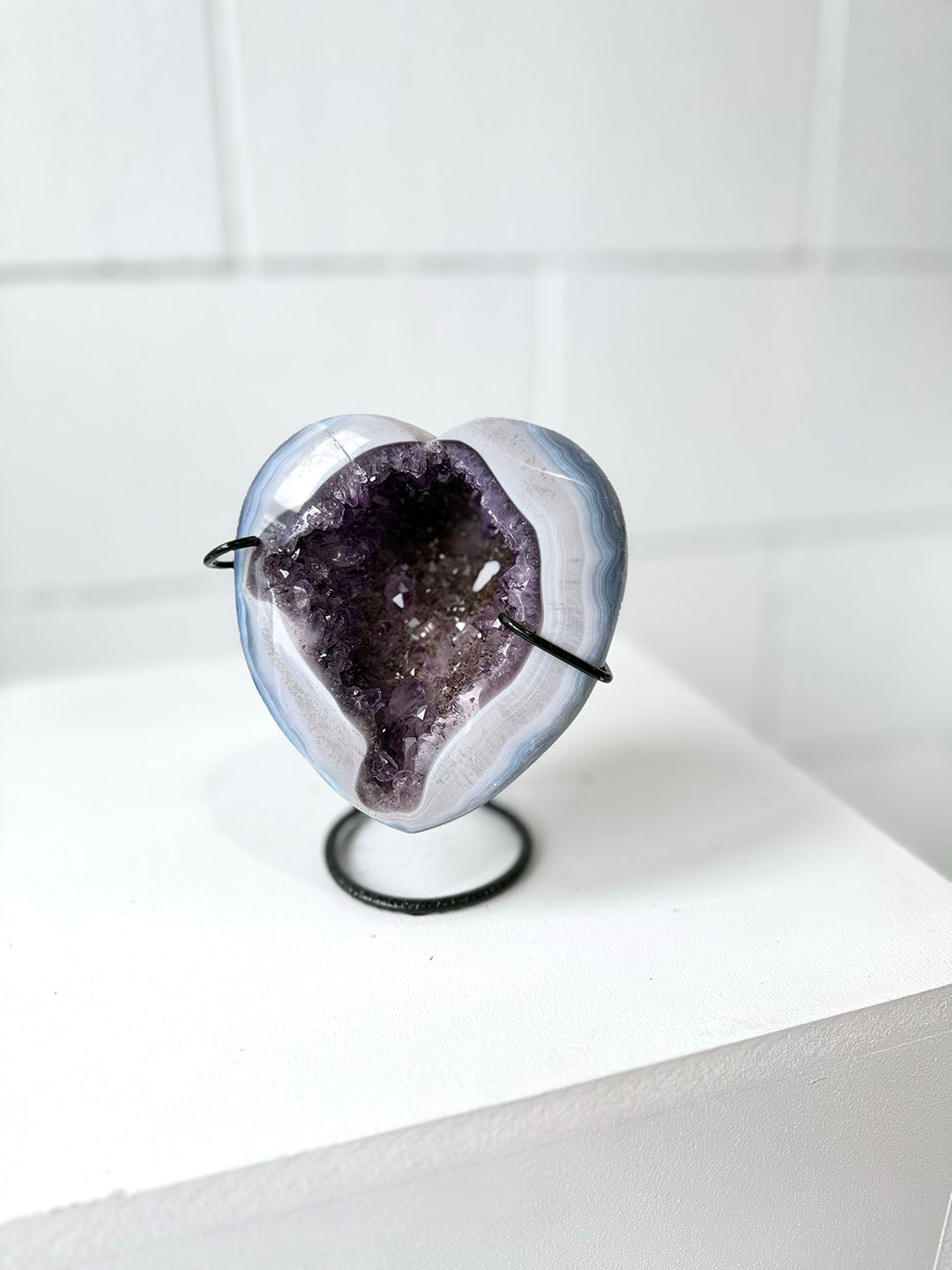 Amethyst with Agate Geode on Stand