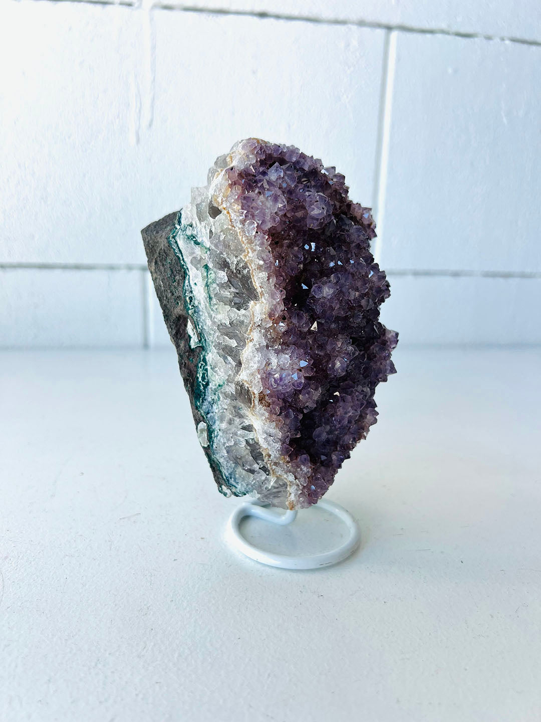 Pink with Purple Amethyst on Stand