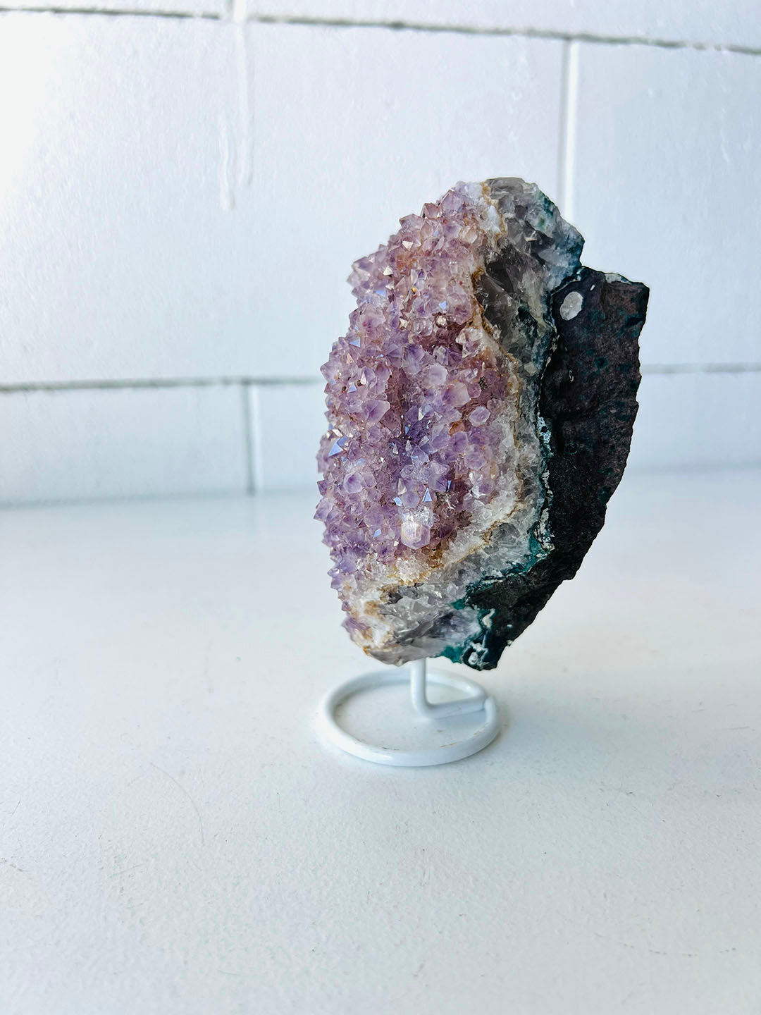 Pink with Purple Amethyst on Stand