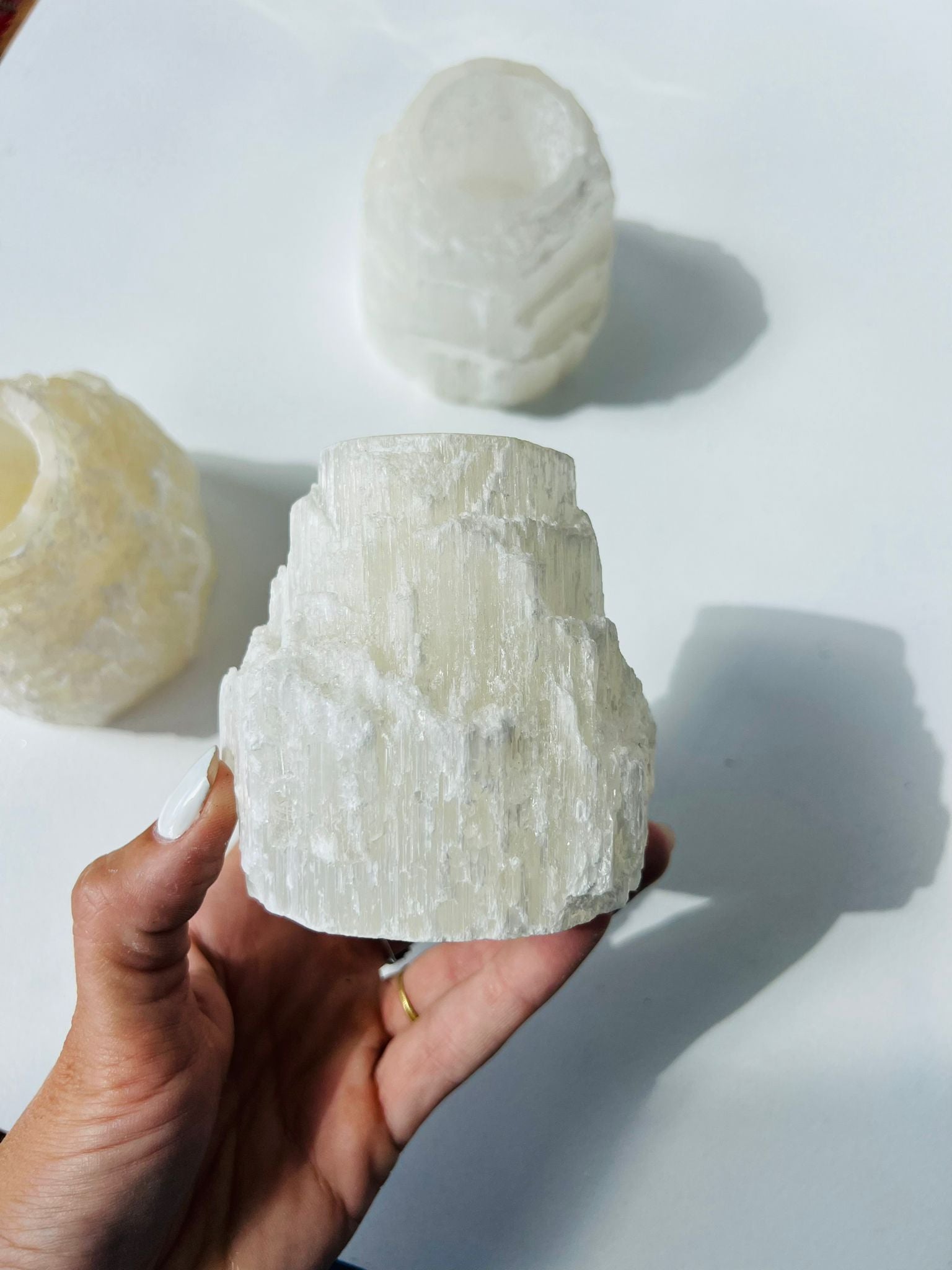Selenite Candle Holder