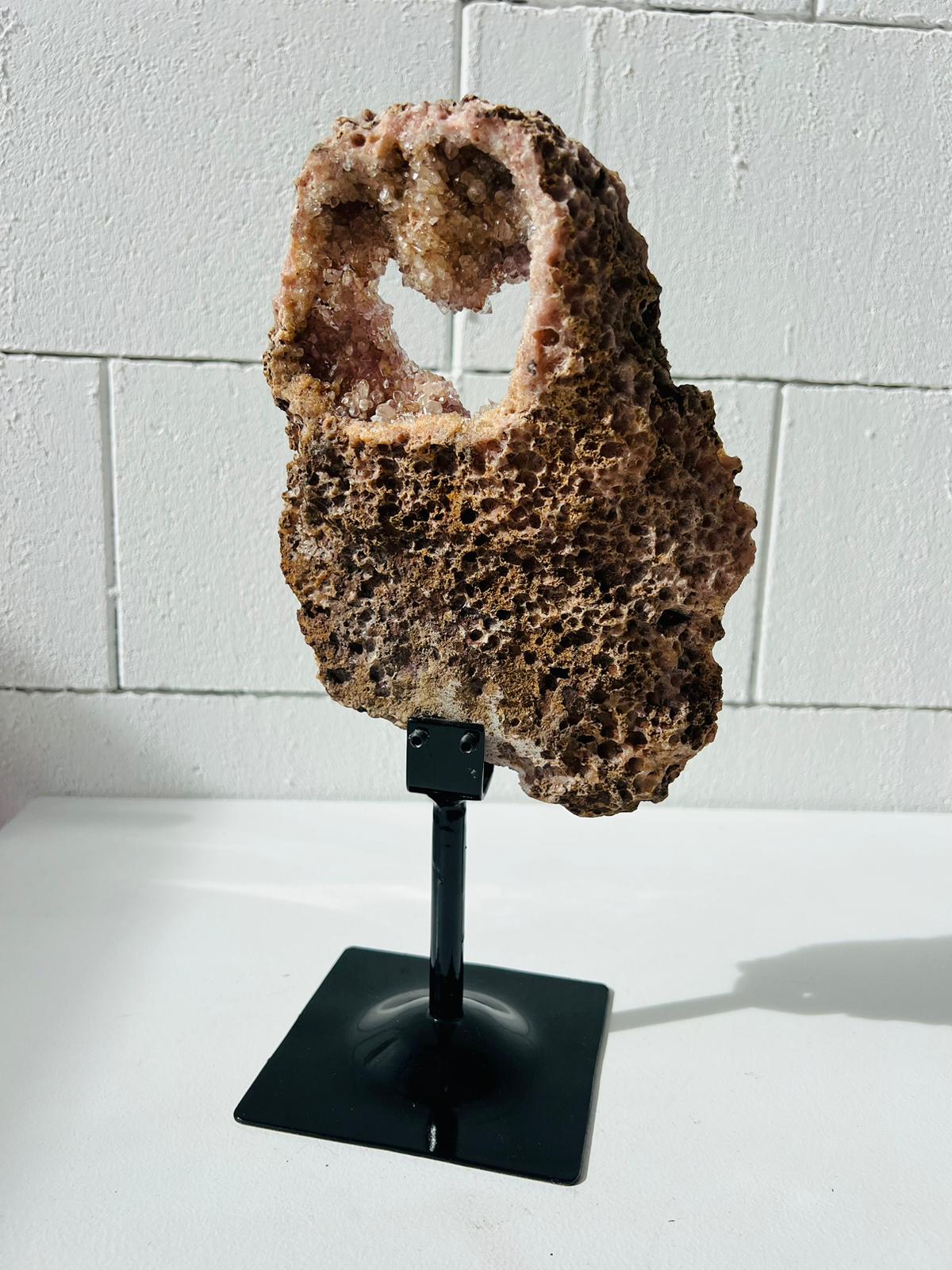 Pink with Purple Amethyst on Stand