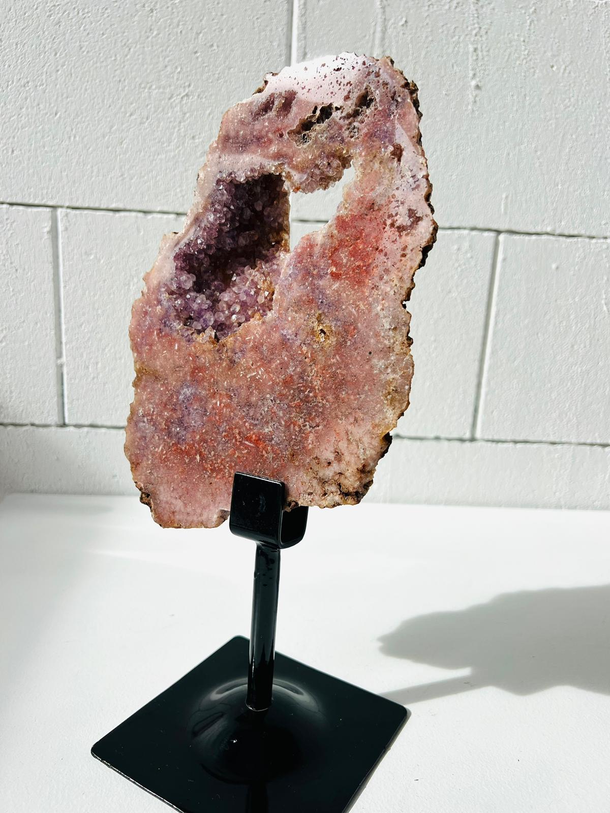 Pink with Purple Amethyst on Stand