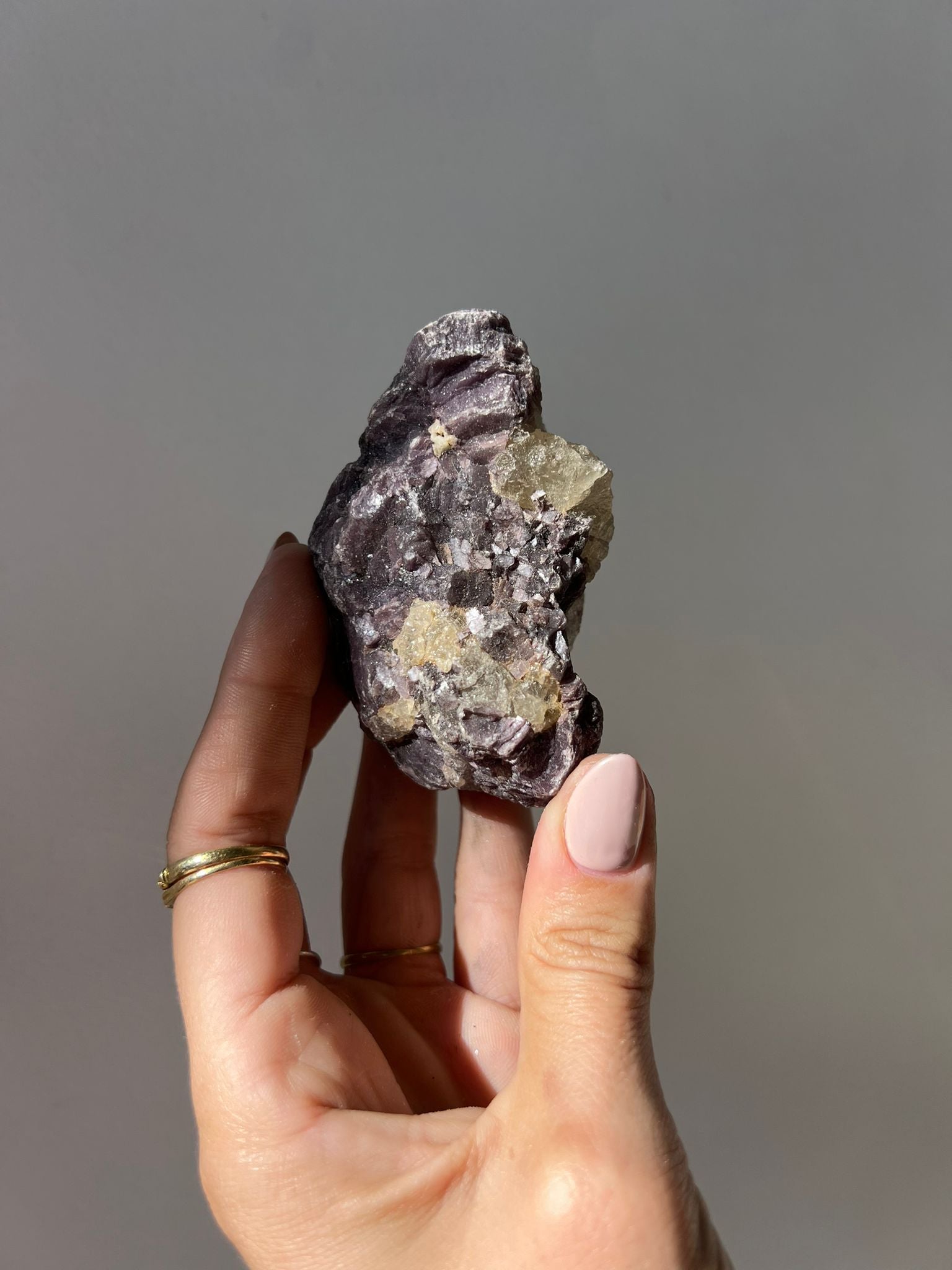 Lepidolite with Calcite