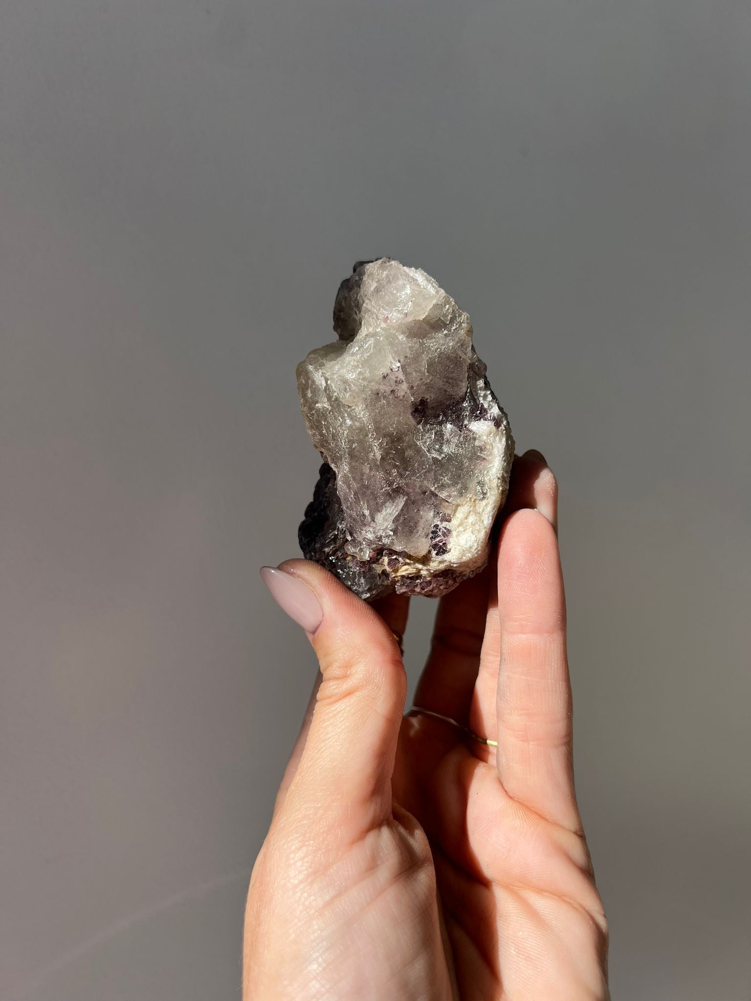 Lepidolite with Calcite