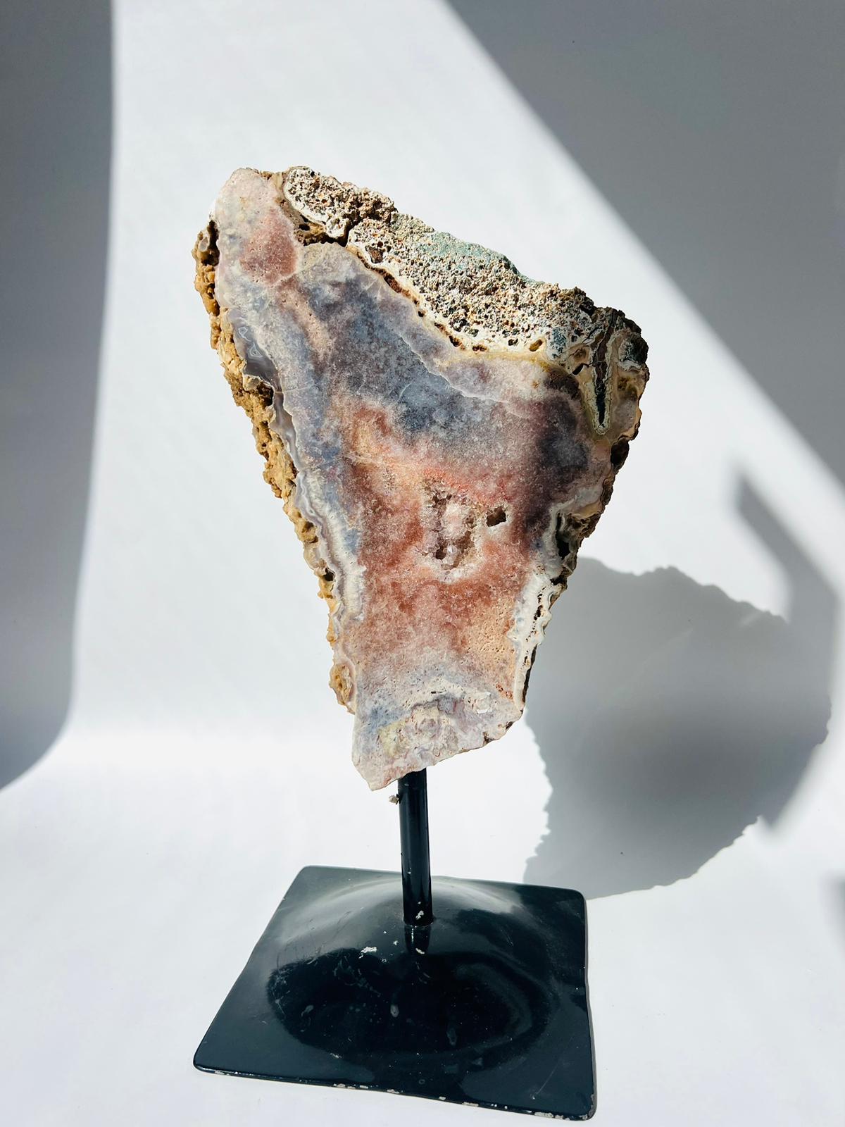 Pink Amethyst with Calcite on Stand