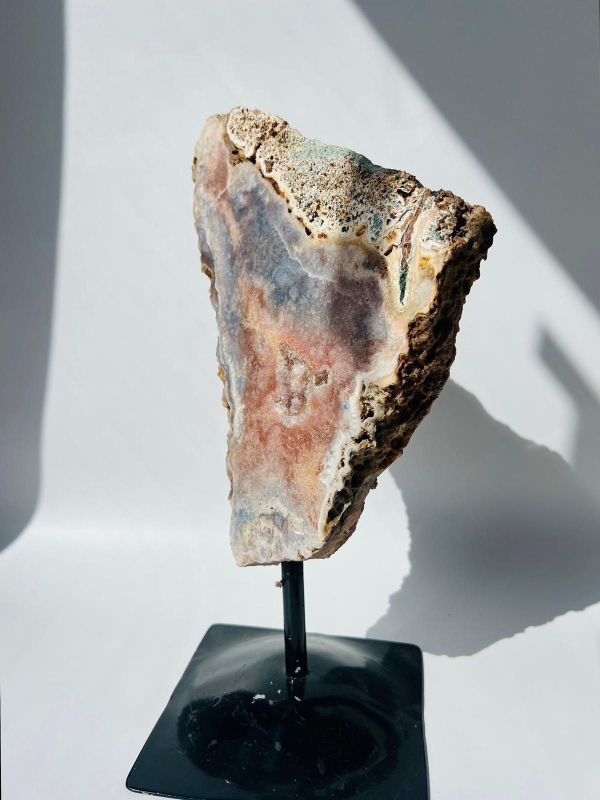 Pink Amethyst with Calcite on Stand