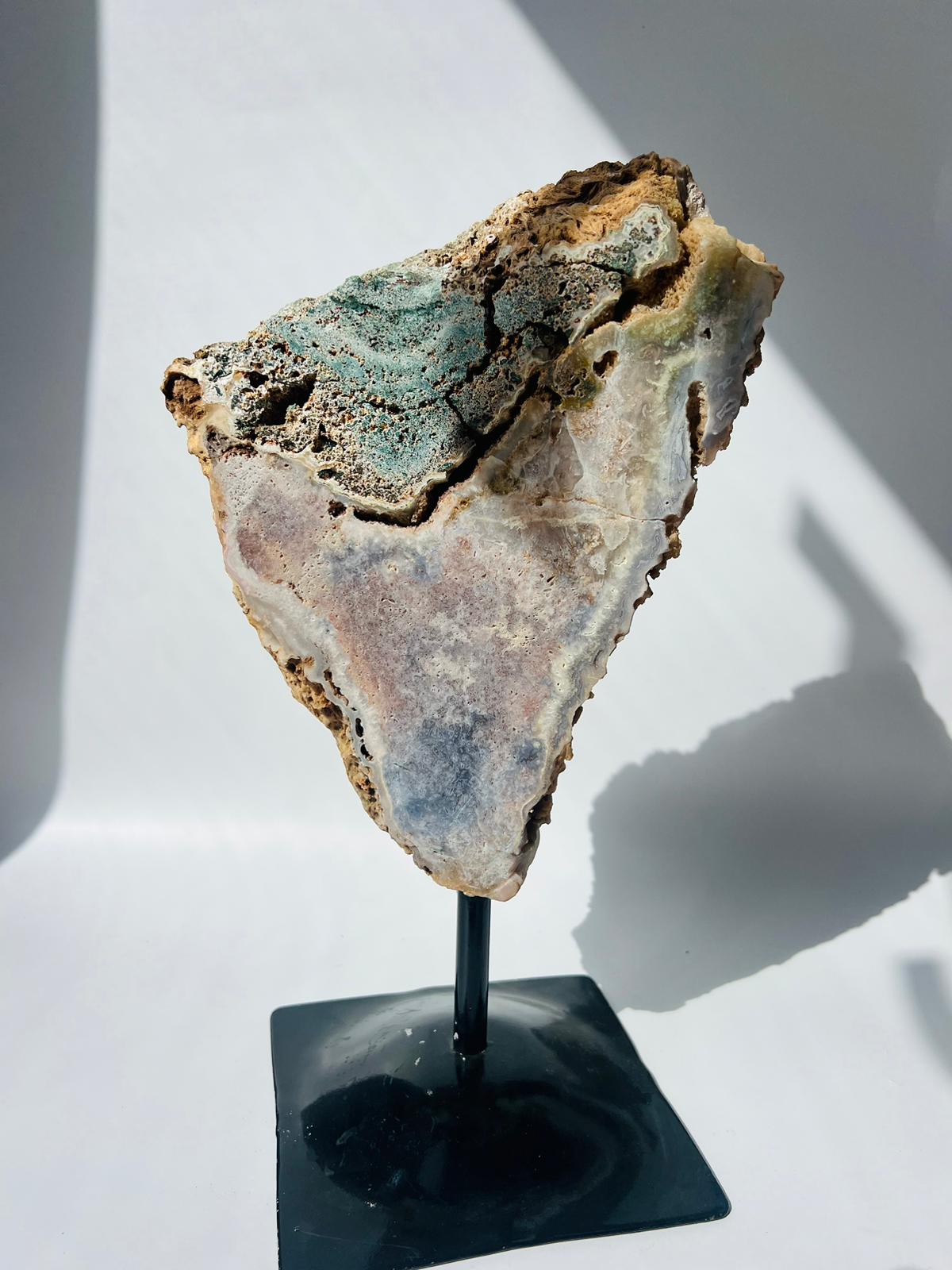 Pink Amethyst with Calcite on Stand