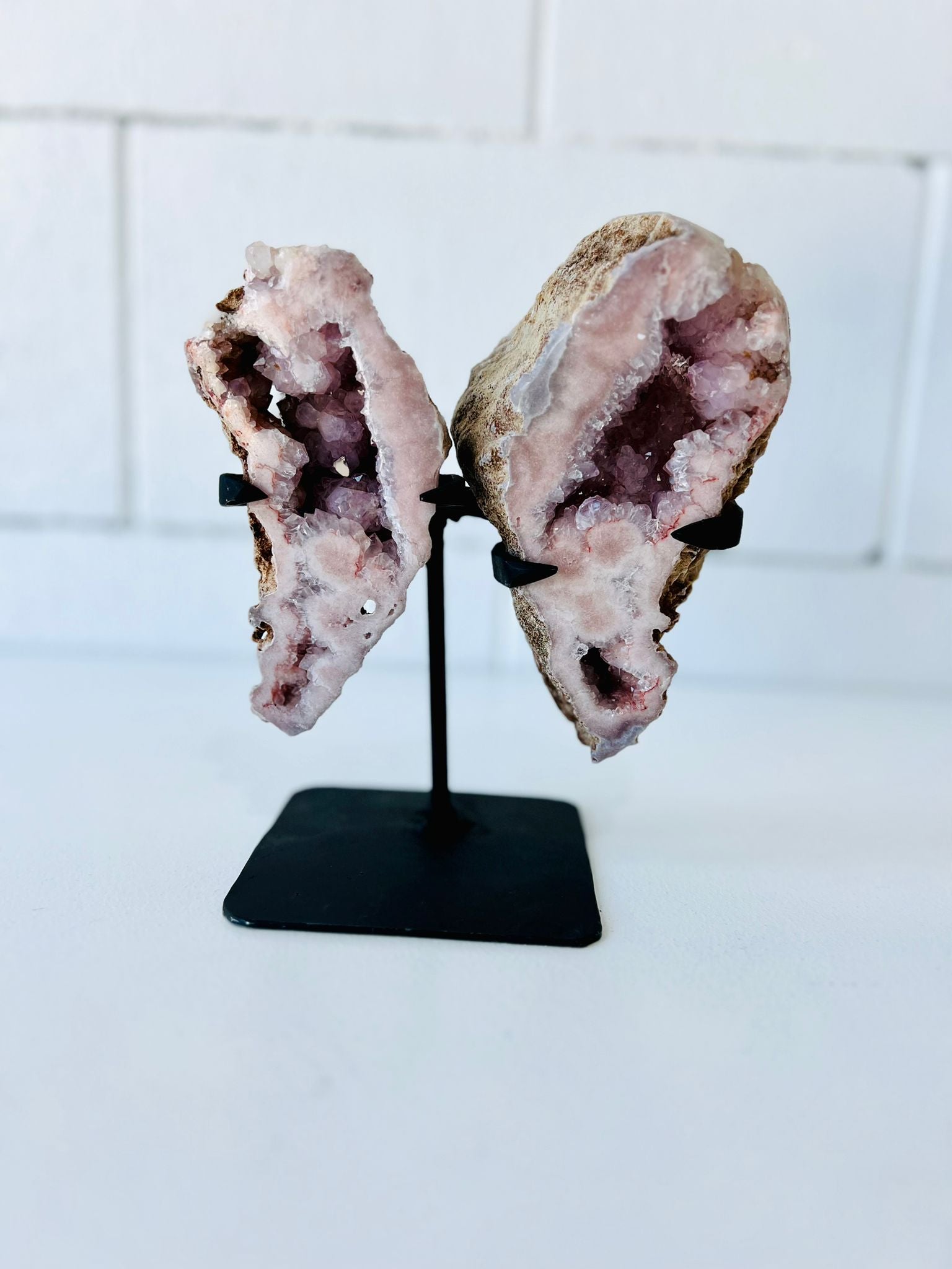 Pink Amethyst Wings on Stand