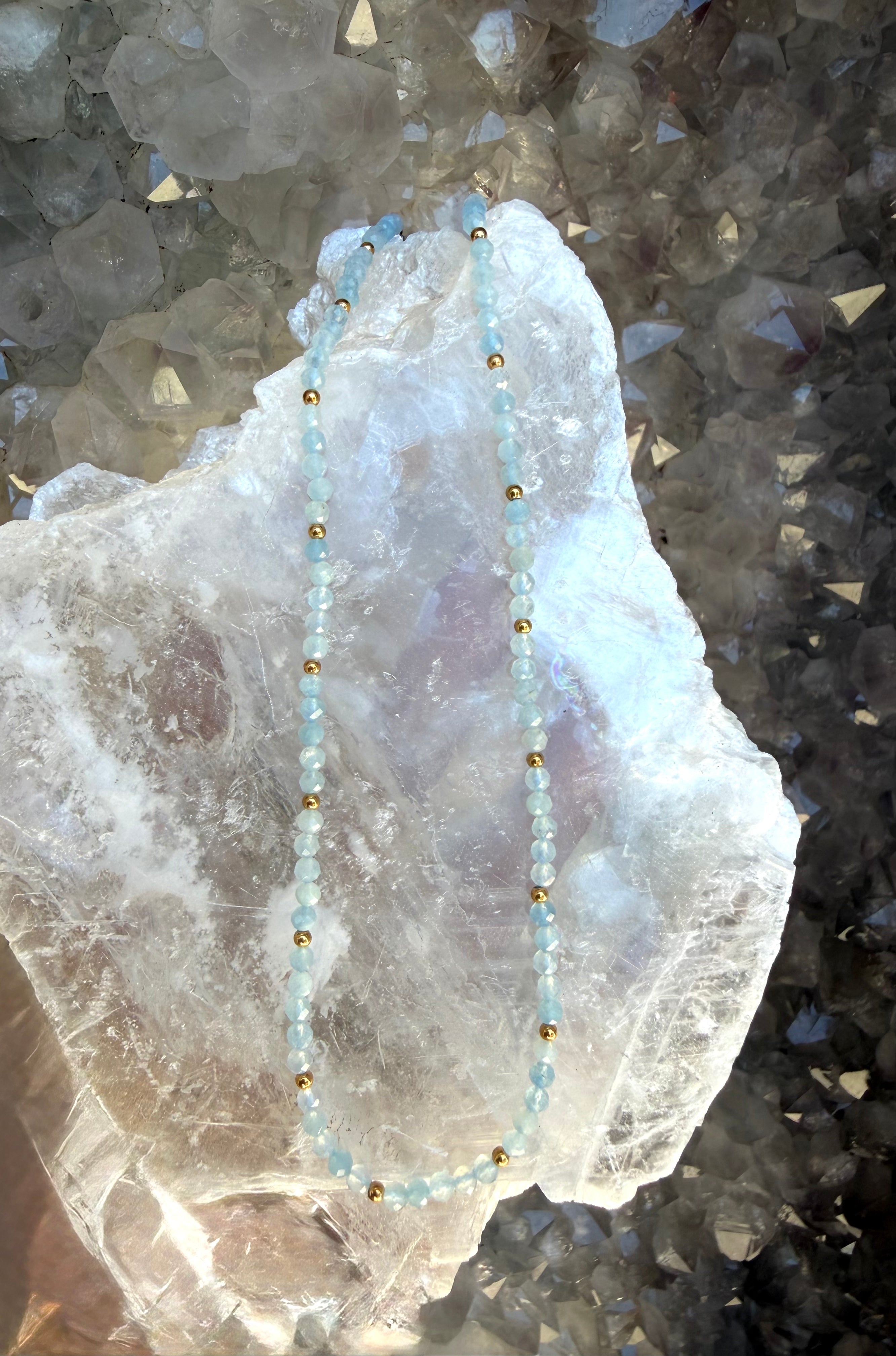 Aquamarine Waterproof Necklace — For clarity & calm.